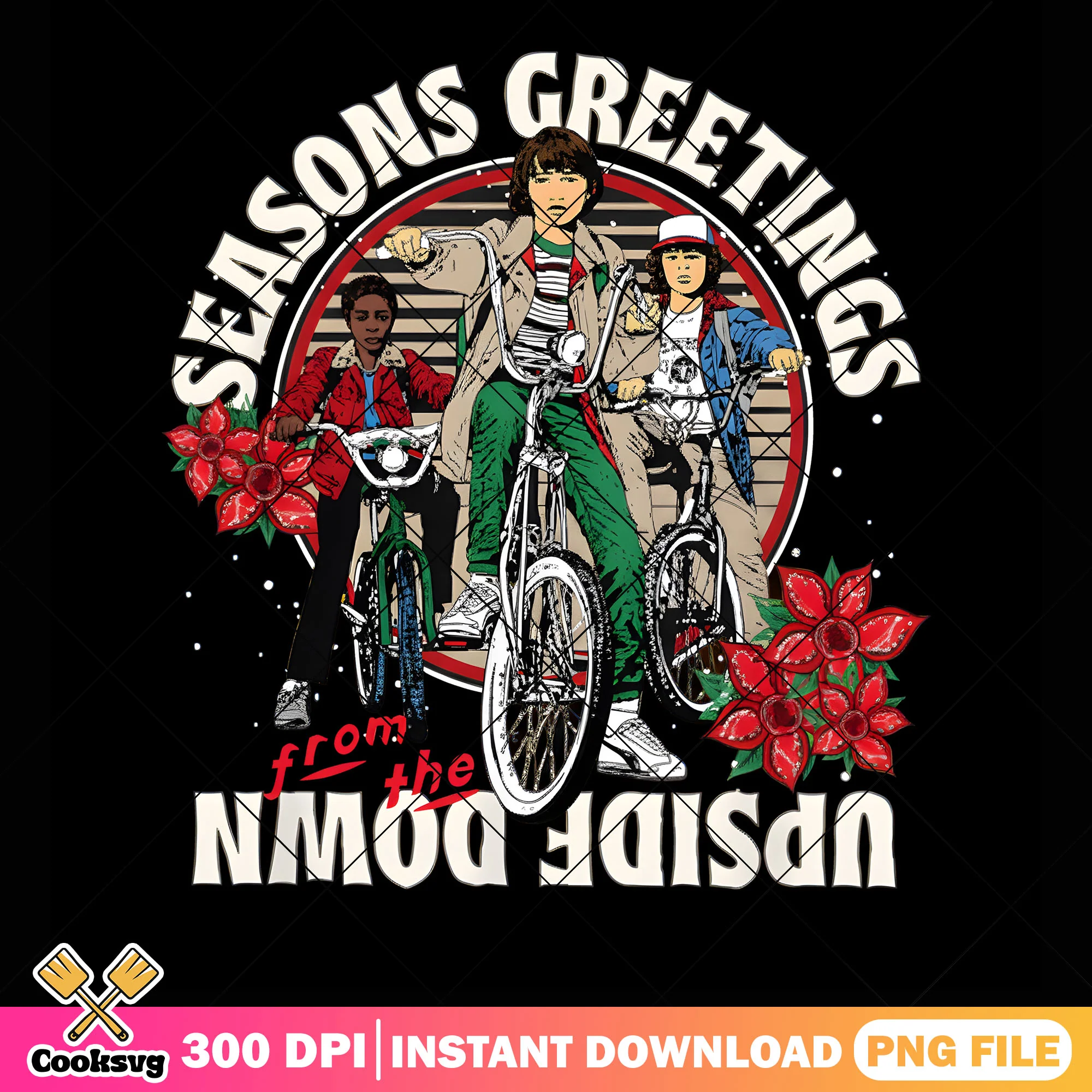 Greeting kid bike png, the upside down kids png, will mike png
