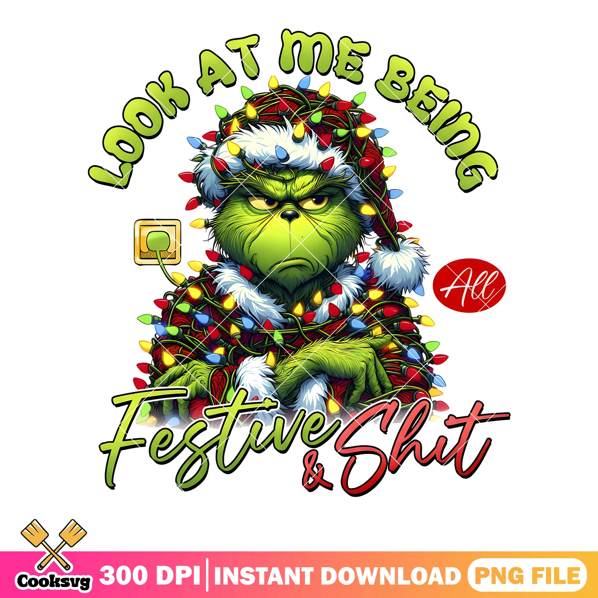 Grinch being sad png, santa claus hat png, sting lights png