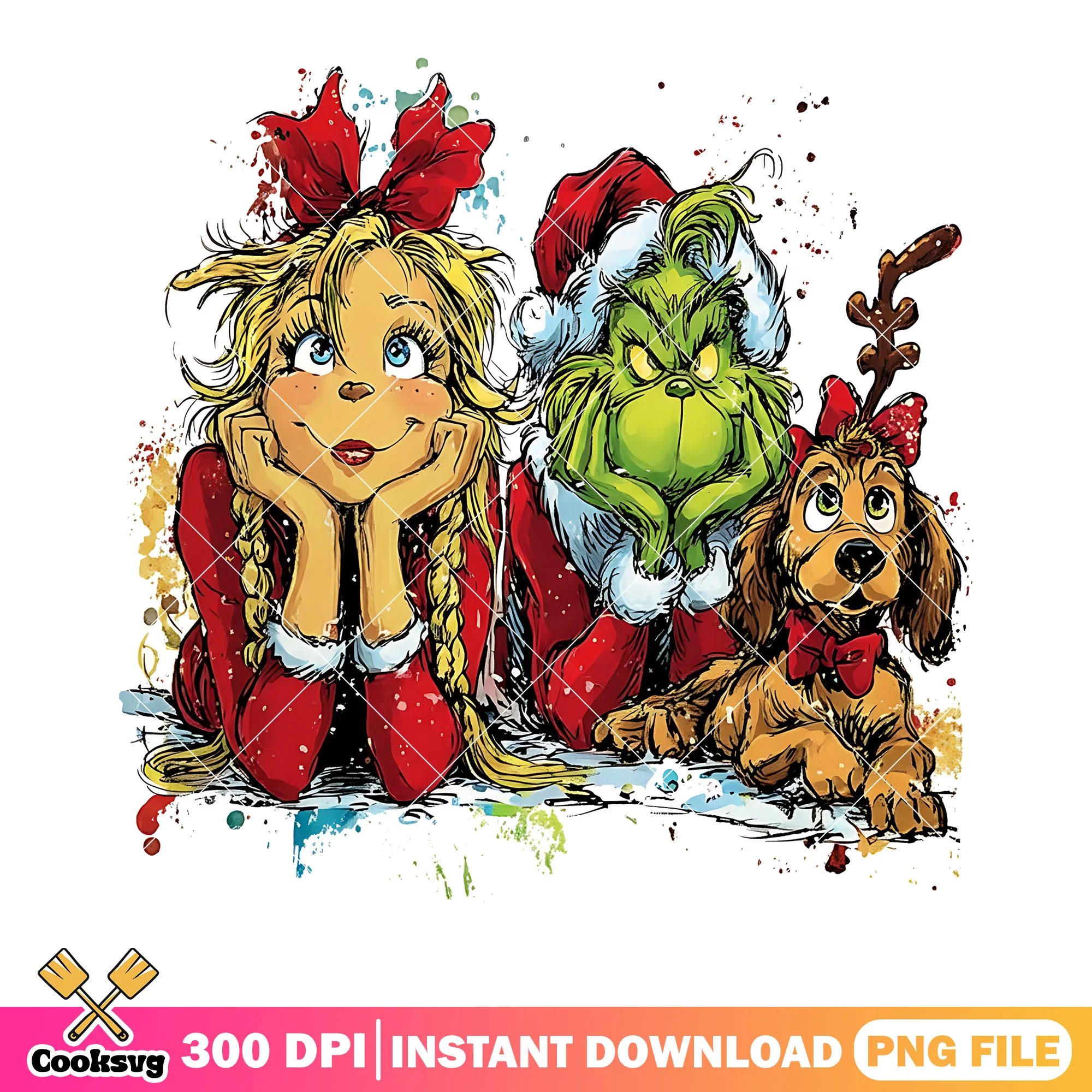 Grinch christmas seasib png, the max dog png, cindy lou who png