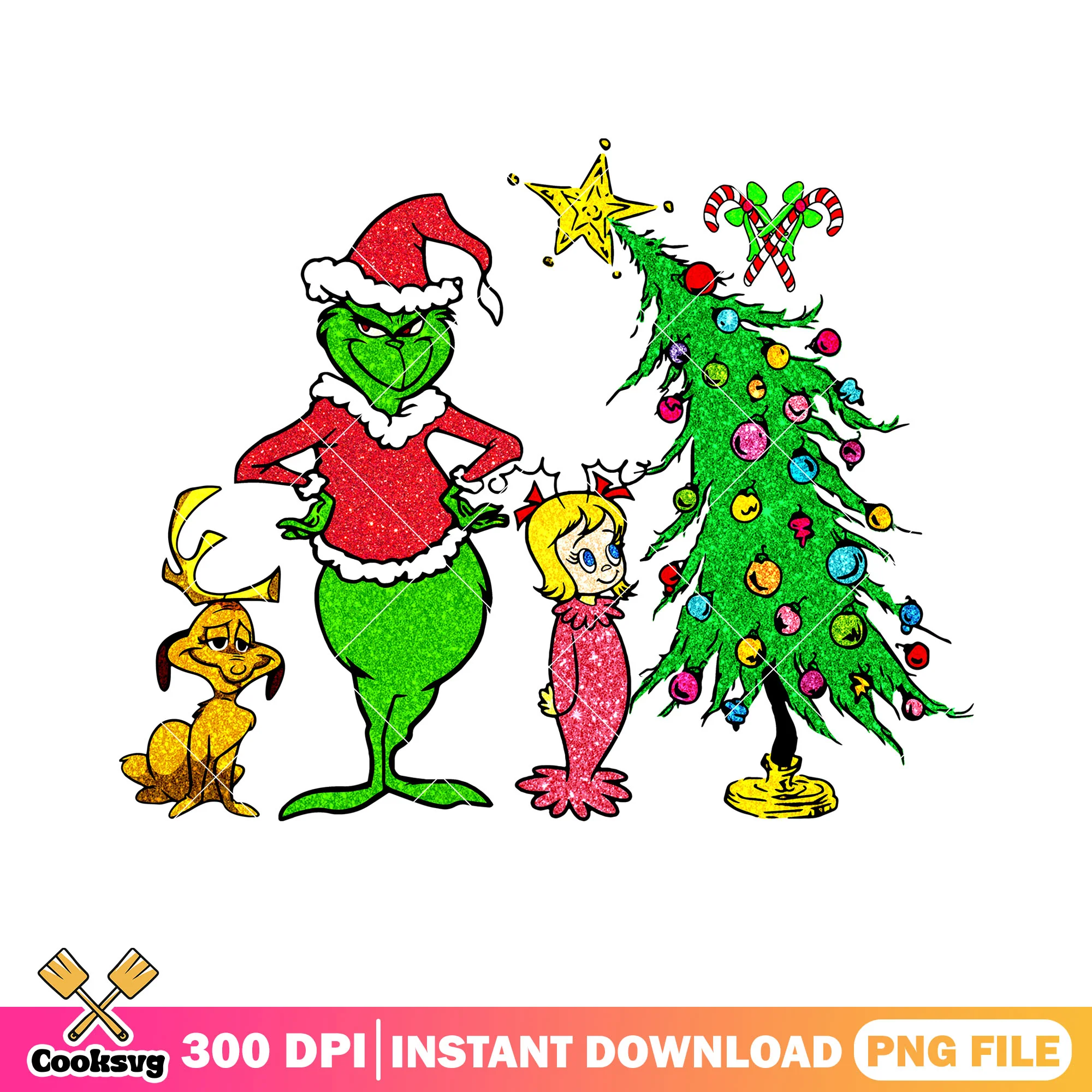Grinch cindy and max xmas png, christmas movies png, christmas gifts png