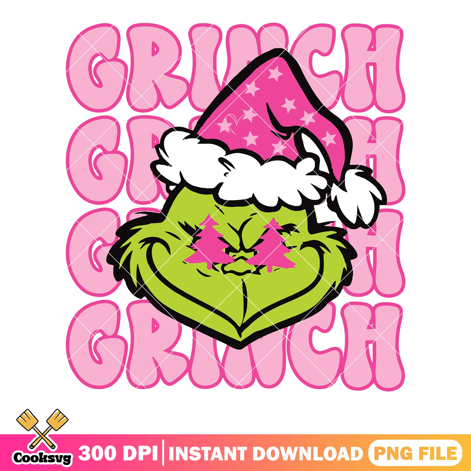 Grinch Face Preppy Retro Pink png, the grinch png, christmas cake png