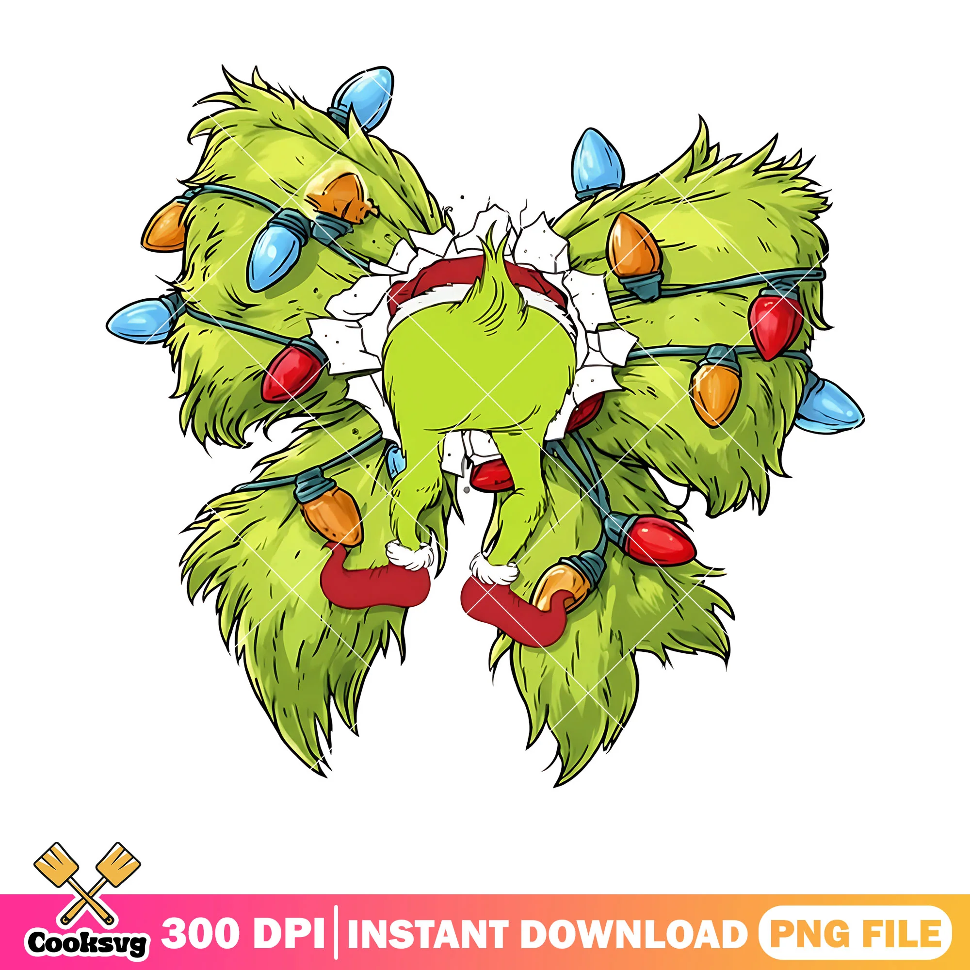 Grinch green but png, christmas stringlight png, merry christmas png