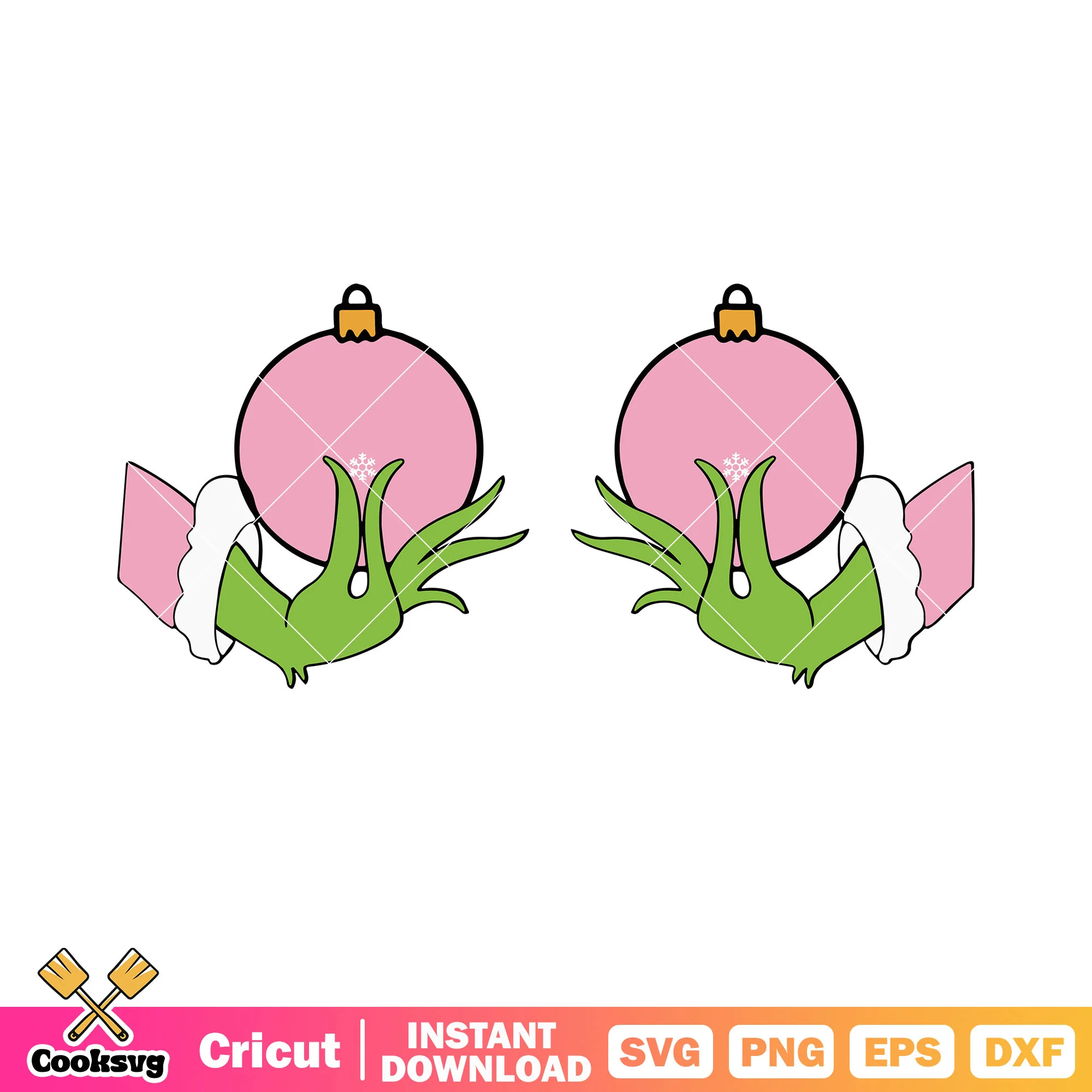 Grinch hands svg, pink santa claus costume svg, pink ball svg
