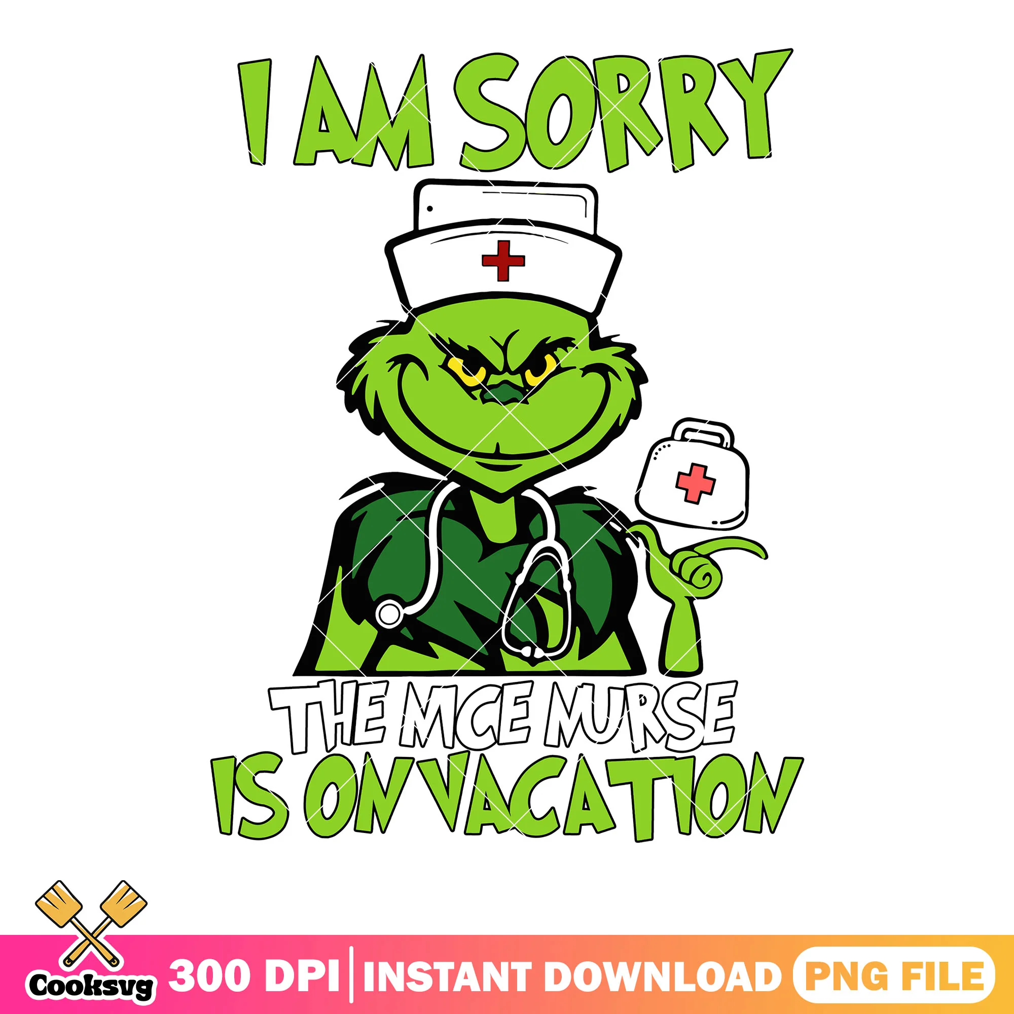 Grinch nurse on vacation png, funny christmas png, healthcare png