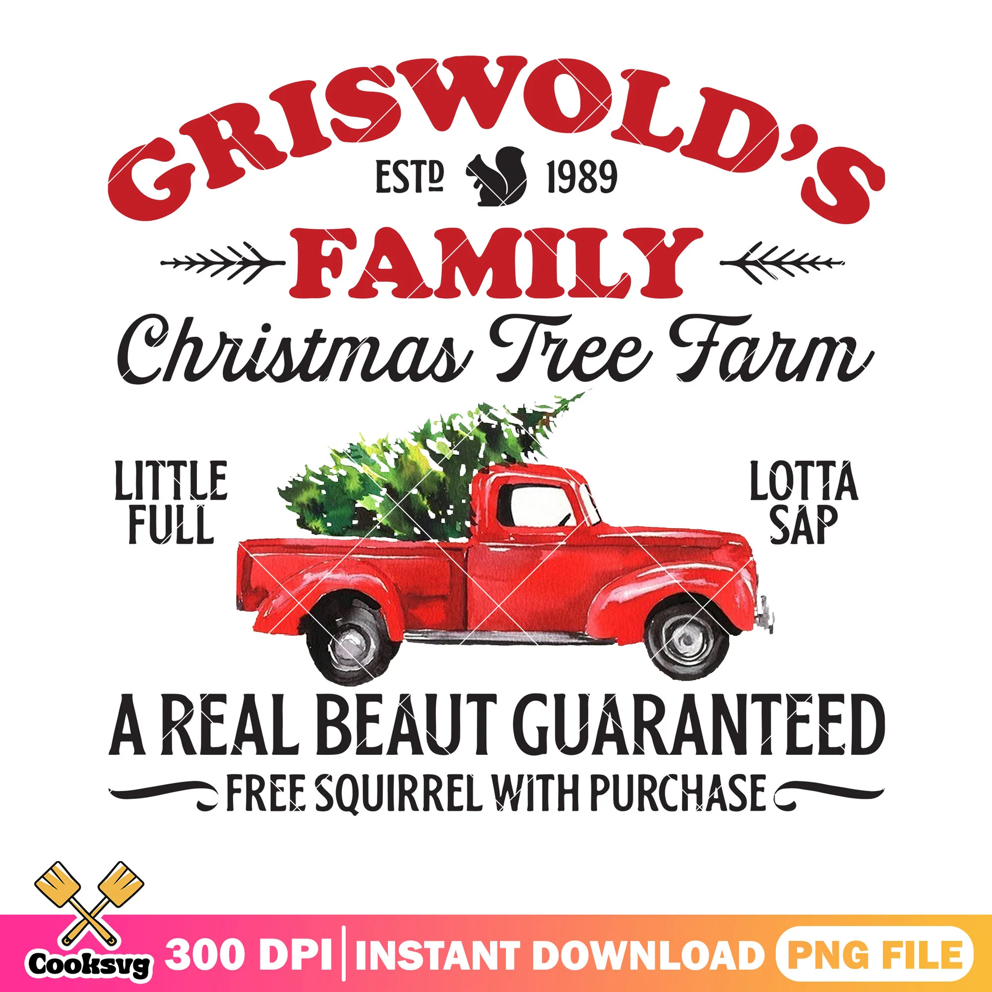 Griswolds family christmas png, tree farm png, squirrel truck png