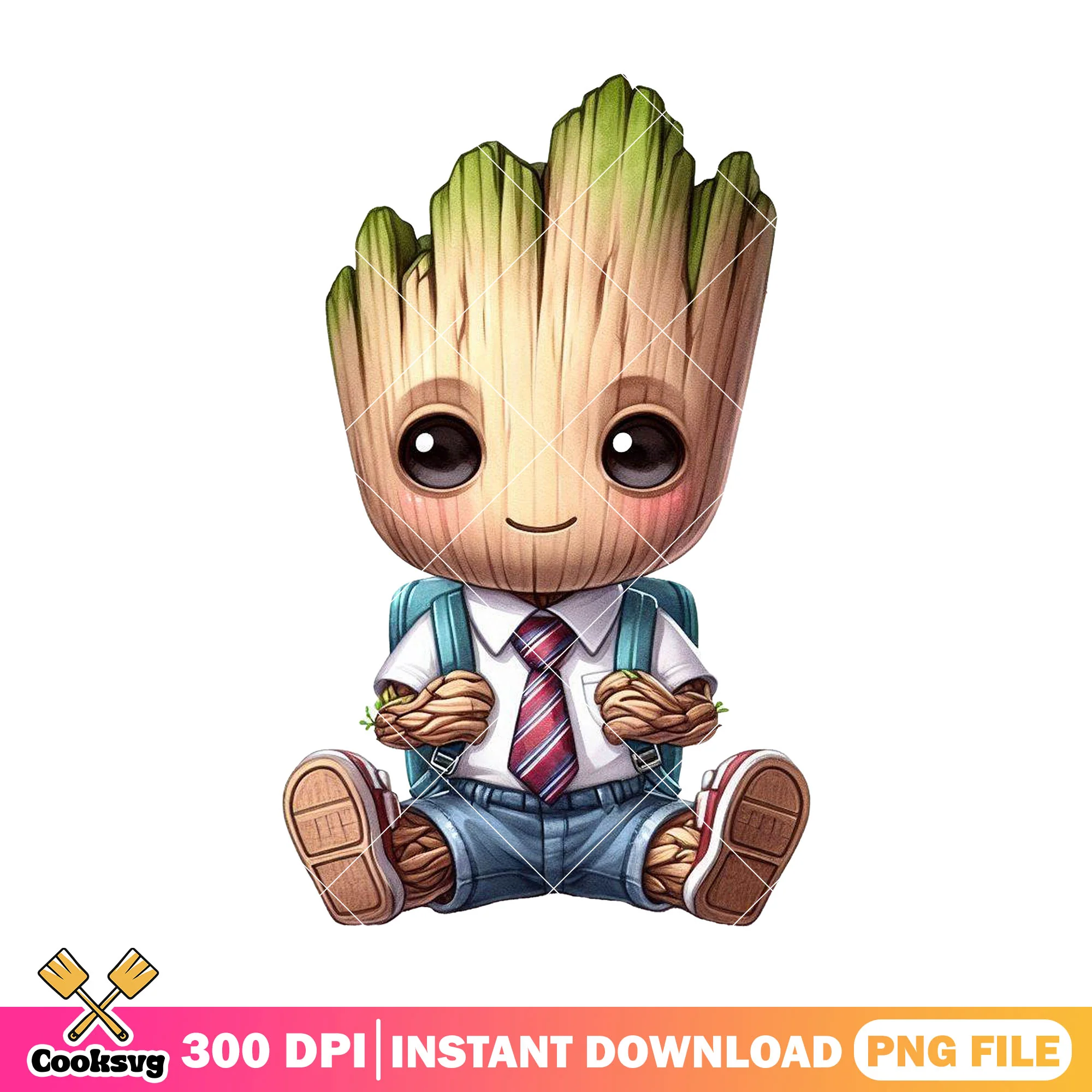 Groot sitting design png, going back to school png, groot art png