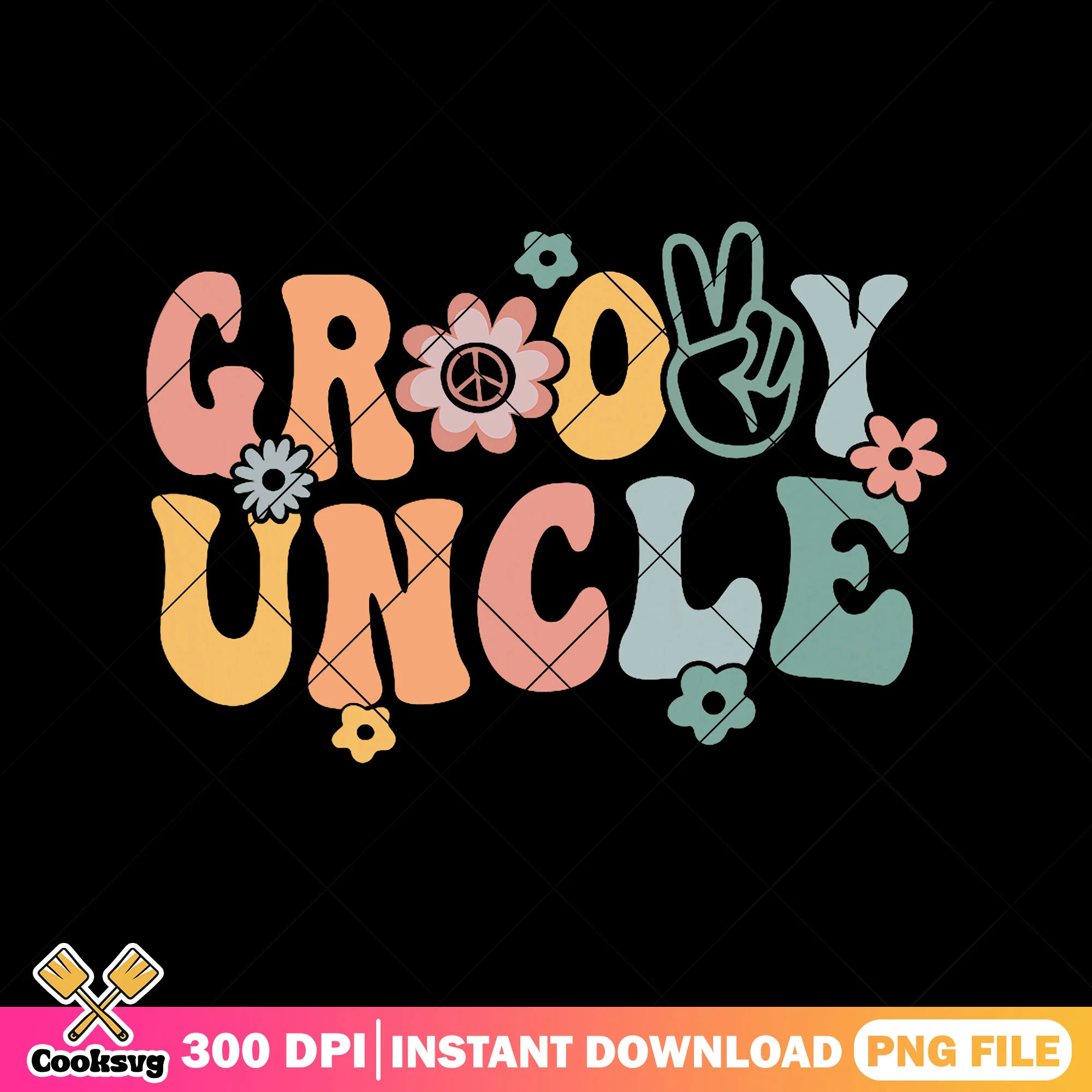 Groovy uncle floral png, flower uncle png, father day png
