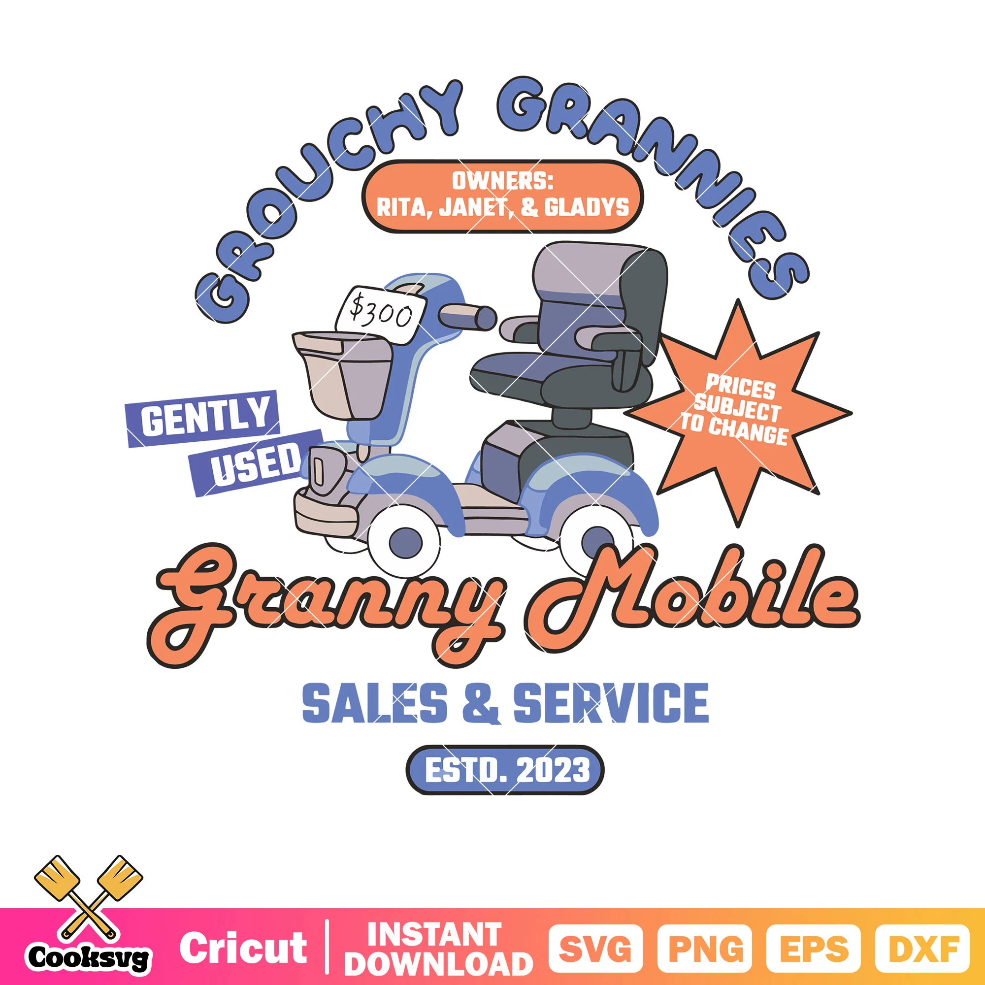 Grouchy grannies granny mobile svg, bluey family svg, muffin granny mobile svg