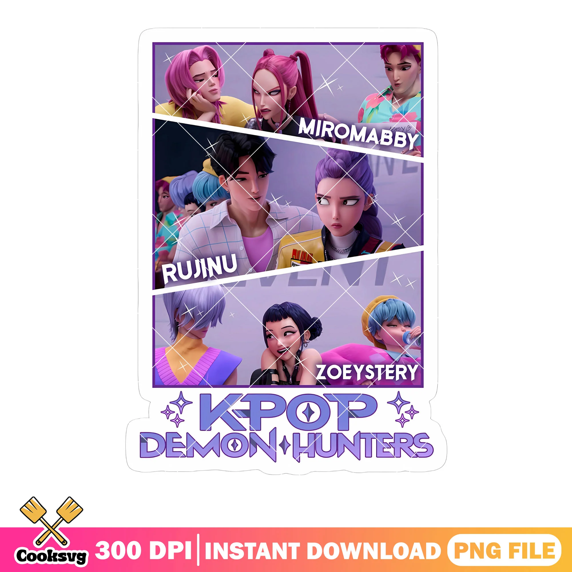 Group kpop huntrx saji sticker png, miromabby 3d png, rujinu 3d png