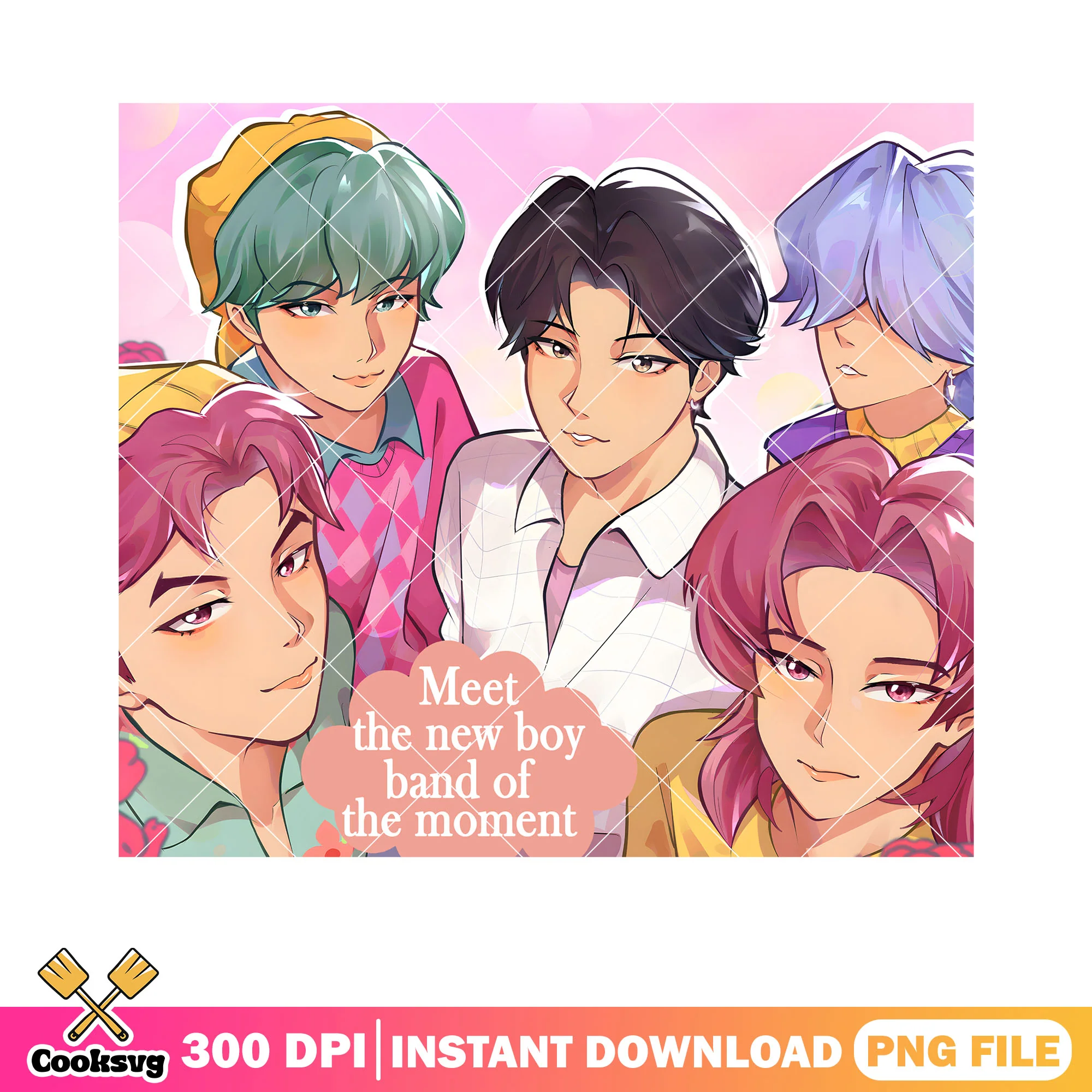 Group new boy band anime png, pose group boy png, poster anime boy png