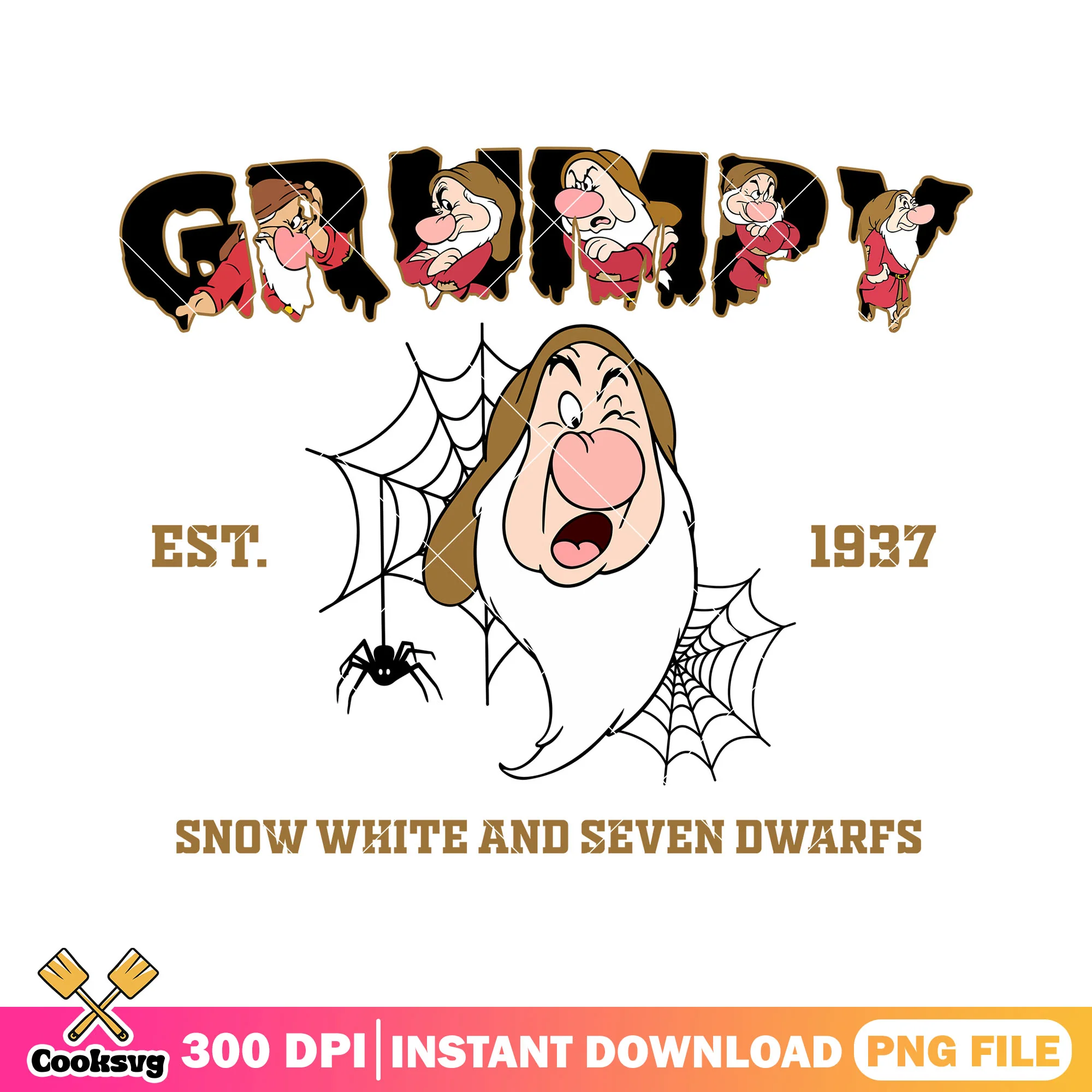 Grumpy est 1937 black png, grumpy dwarf png, walt disney png