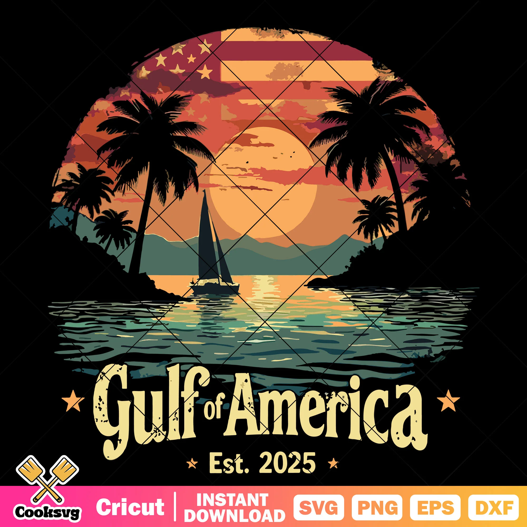 Gulf of america beach est 2025 svg, gulf of america svg, gulf of america trump svg