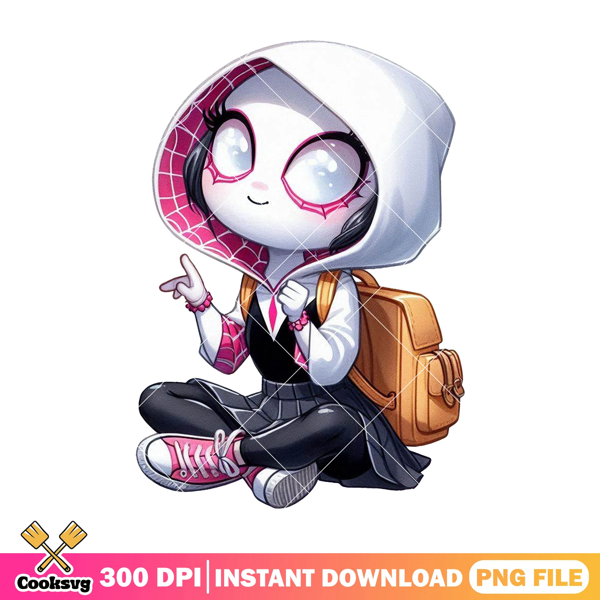 Gwen stacy cute png, gwen stacy costume png, back to school girl png