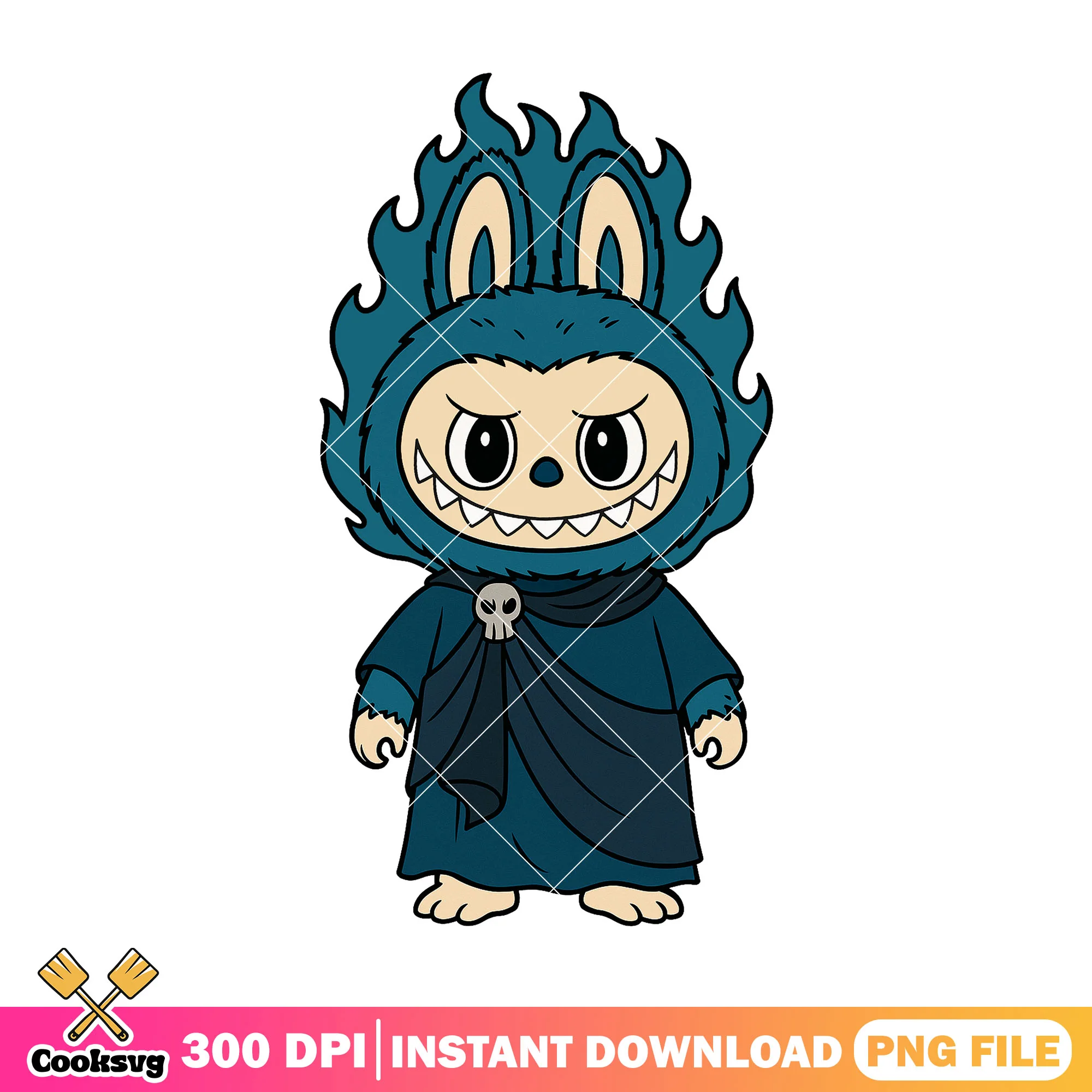 Hades labubu design png, halloween art png, labubu standing png