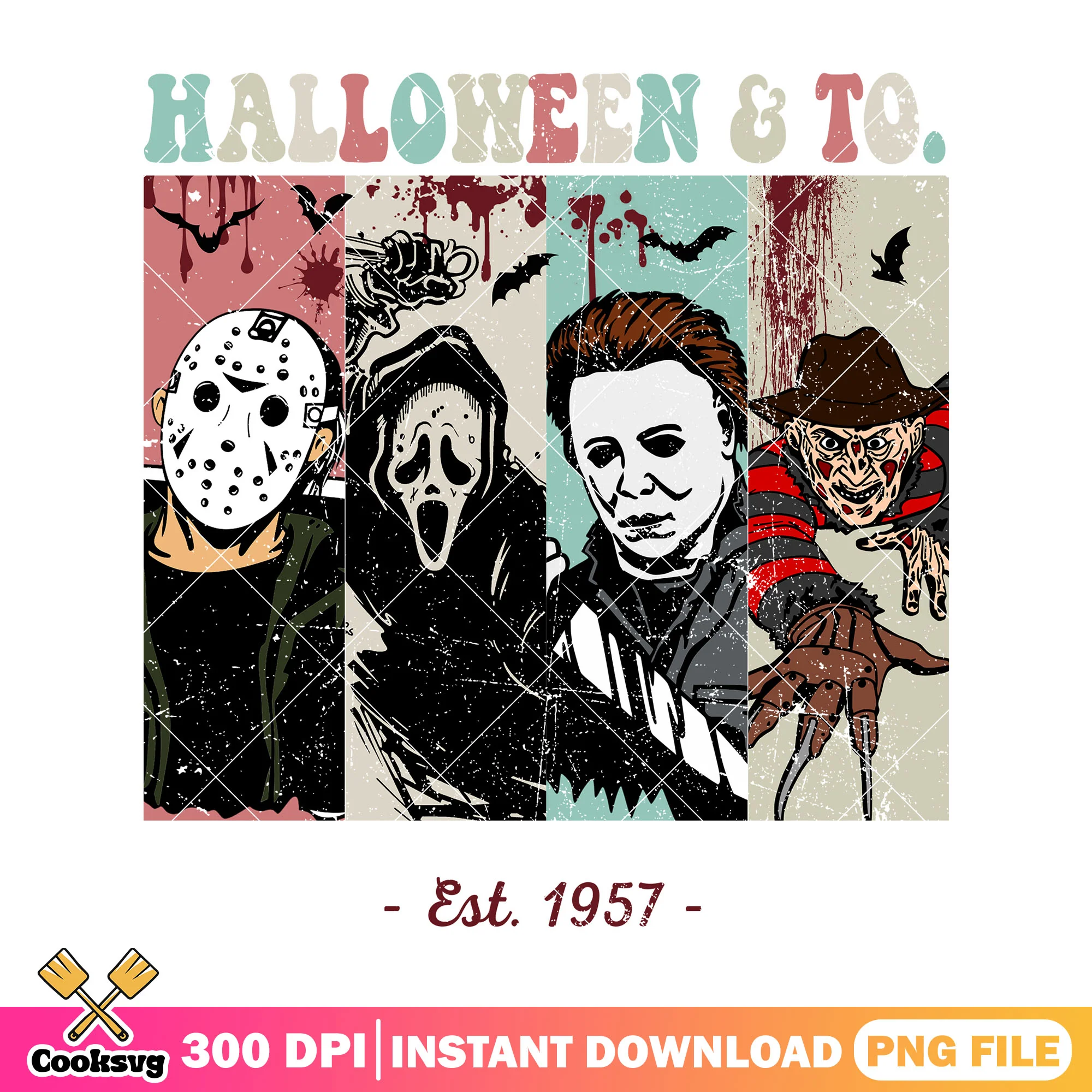 halloween and to est 1957 horror characters png, how many day until halloween png