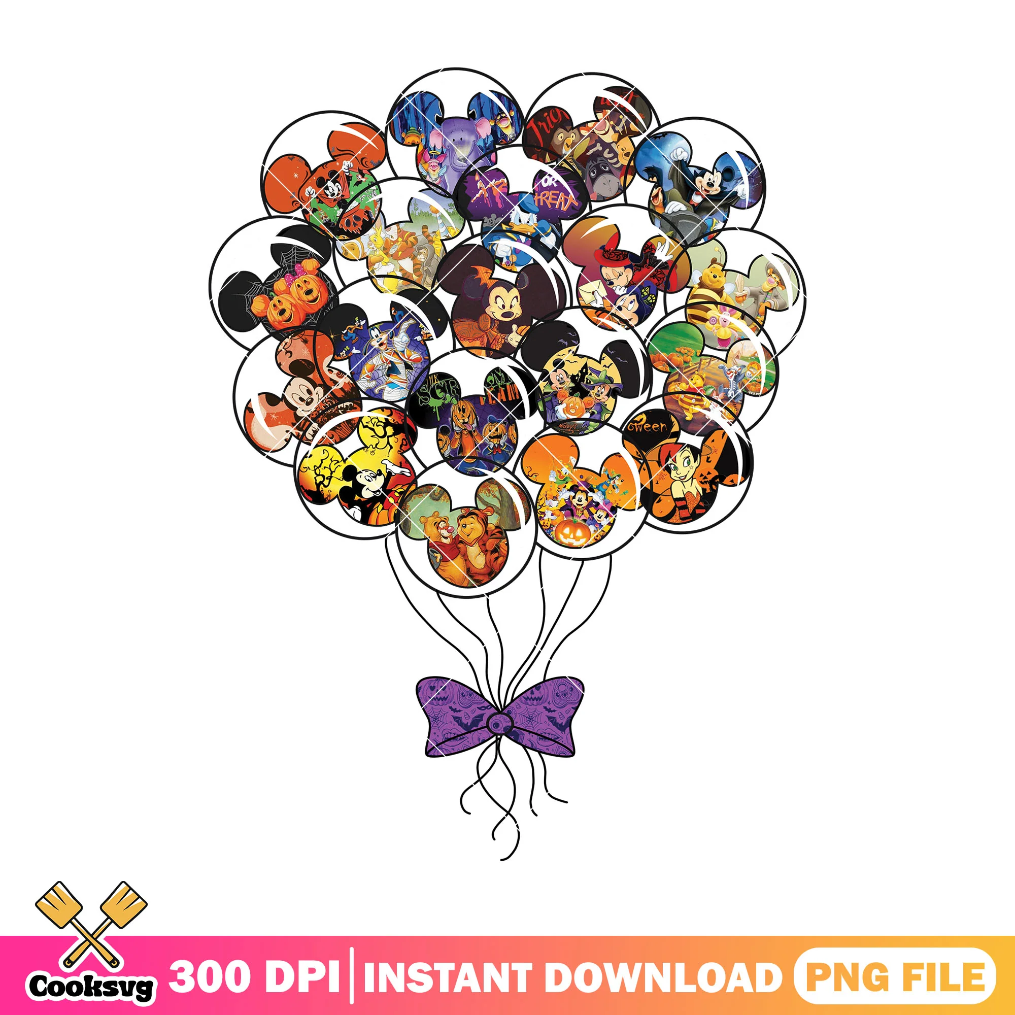 Halloween balloons bow png, happy halloween png, walt disney png