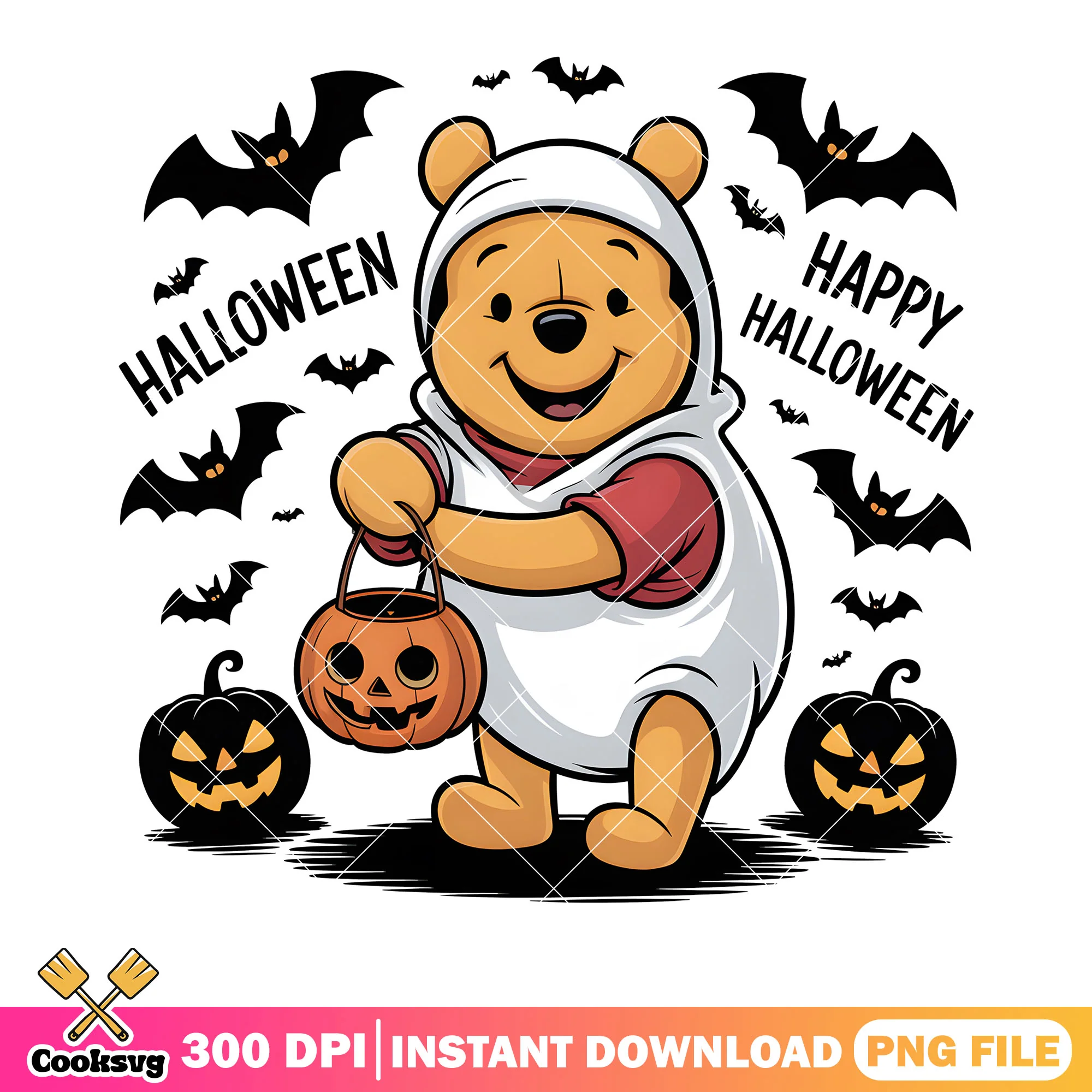 Halloween bat spooky pooh png, disney pooh png, halloween vibes png