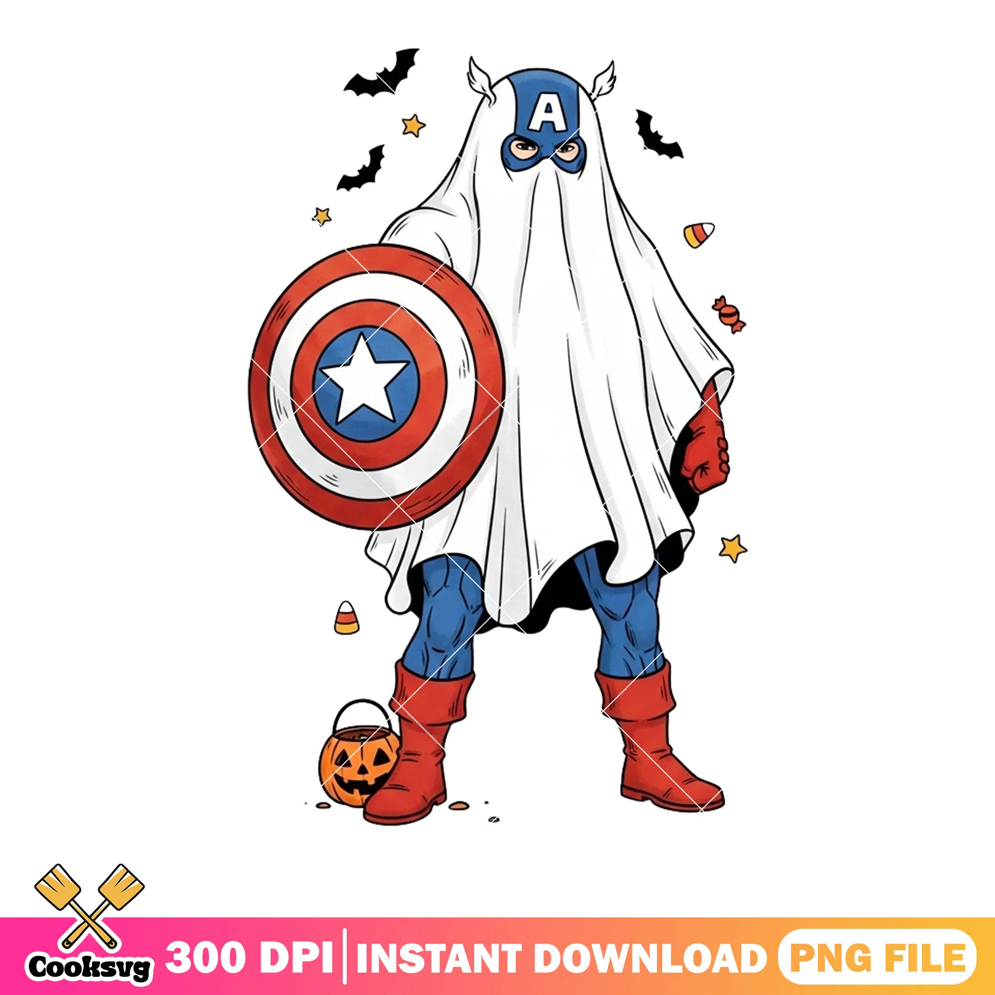 Halloween captain america ghost png, marvel halloween png