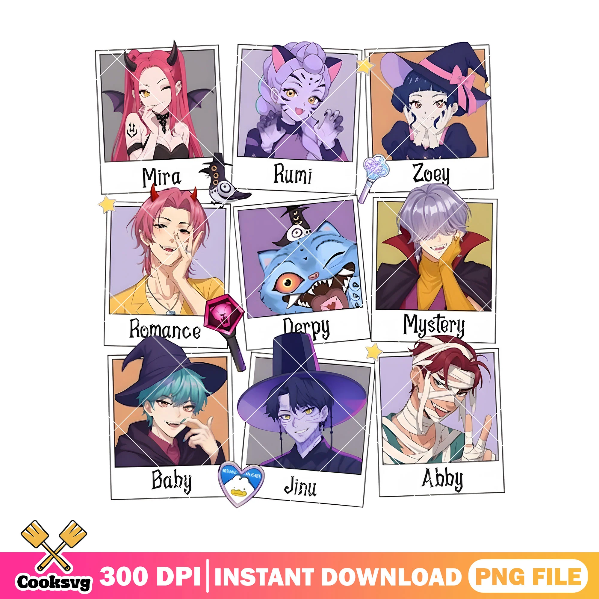 Halloween costume kpop png, halloween kpop png, demon hunters png