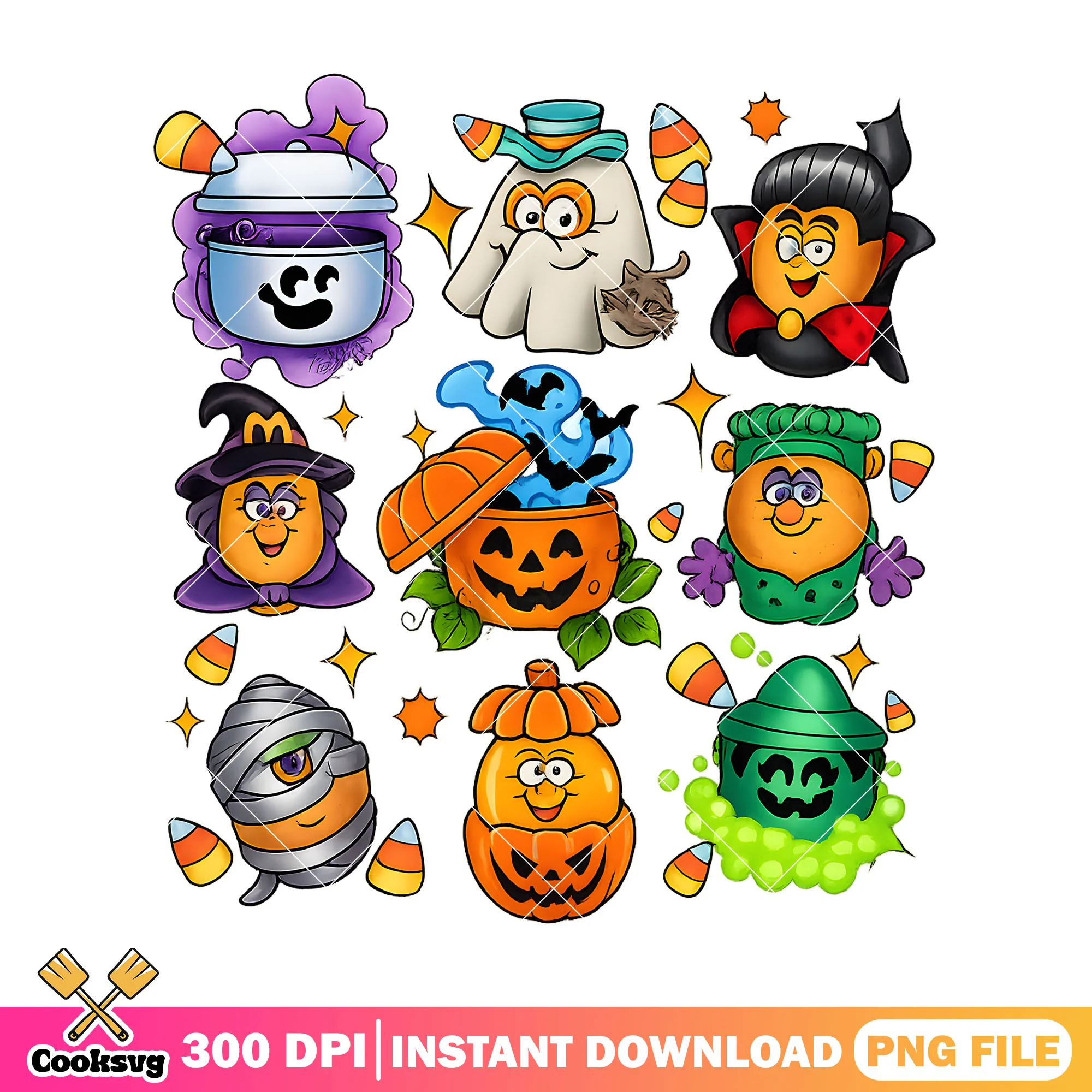 Halloween cute cartoon png, halloween vibes png, pumpkin halloween png