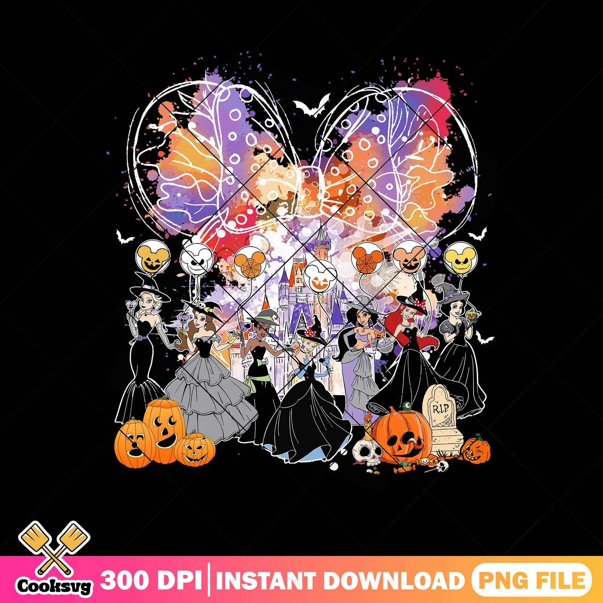 Halloween disney princess outfit png, disney world png, scary disney png