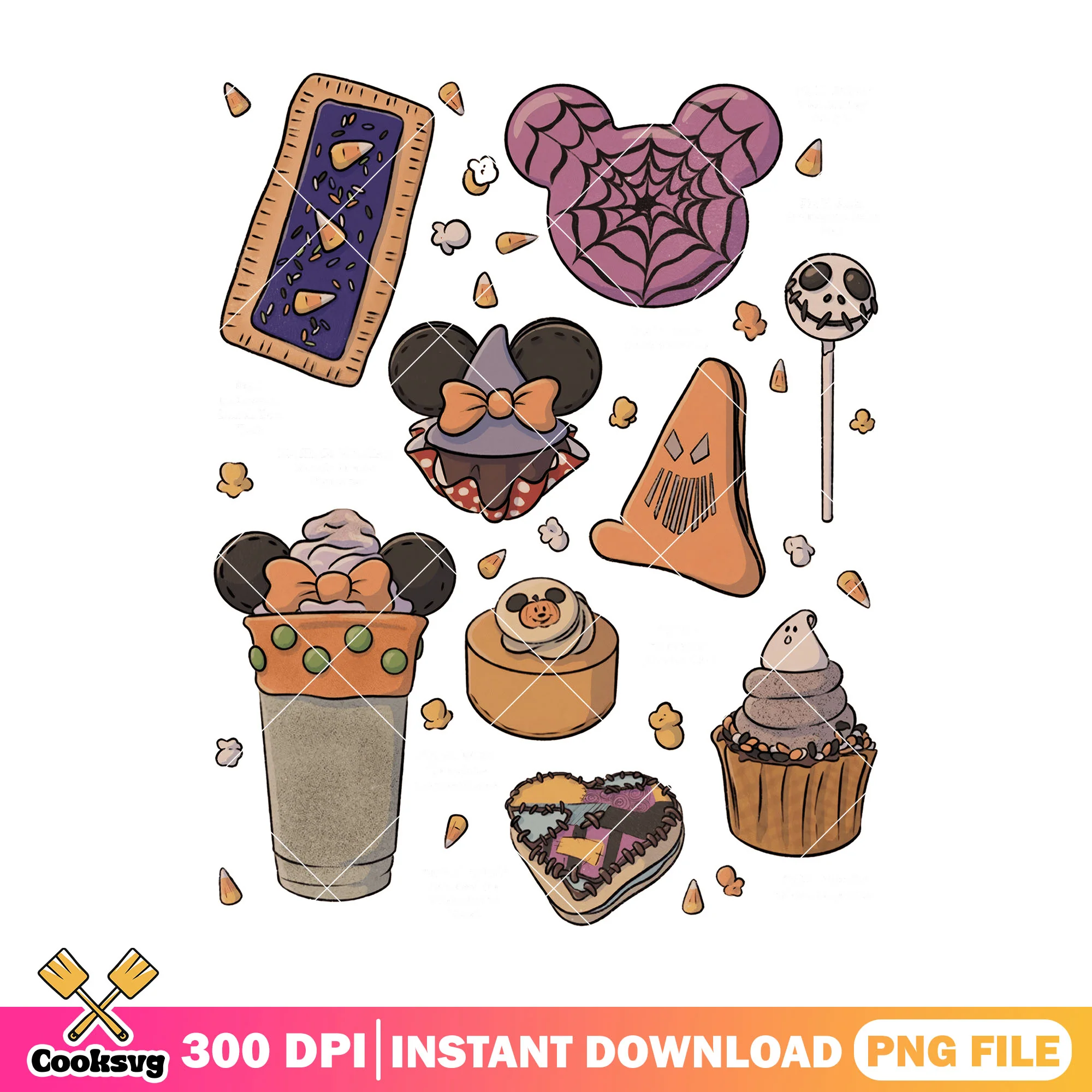 Halloween disney snacks png, disney snacks png, halloween candy png