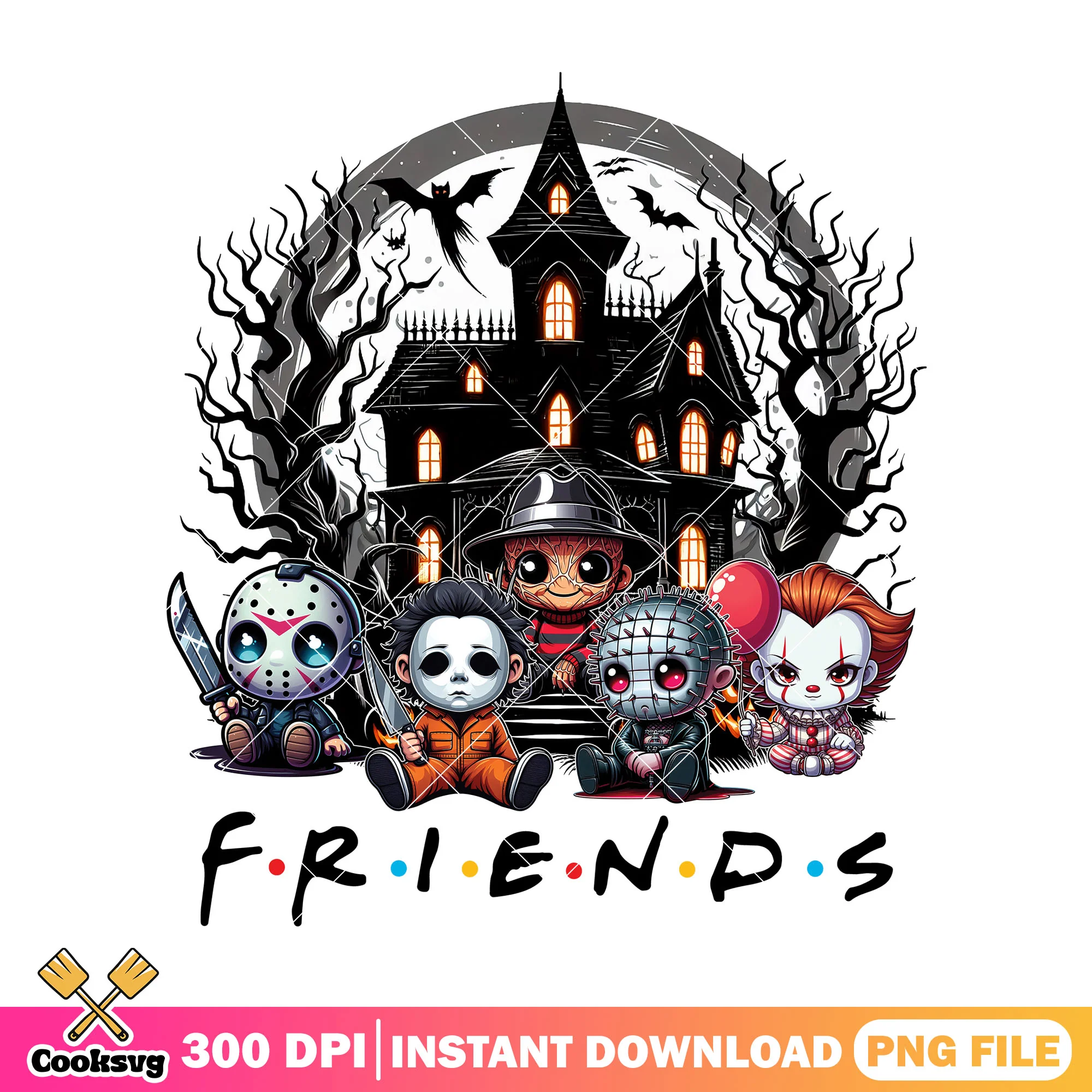 Halloween friends horror png, this is halloween png, horror castle png