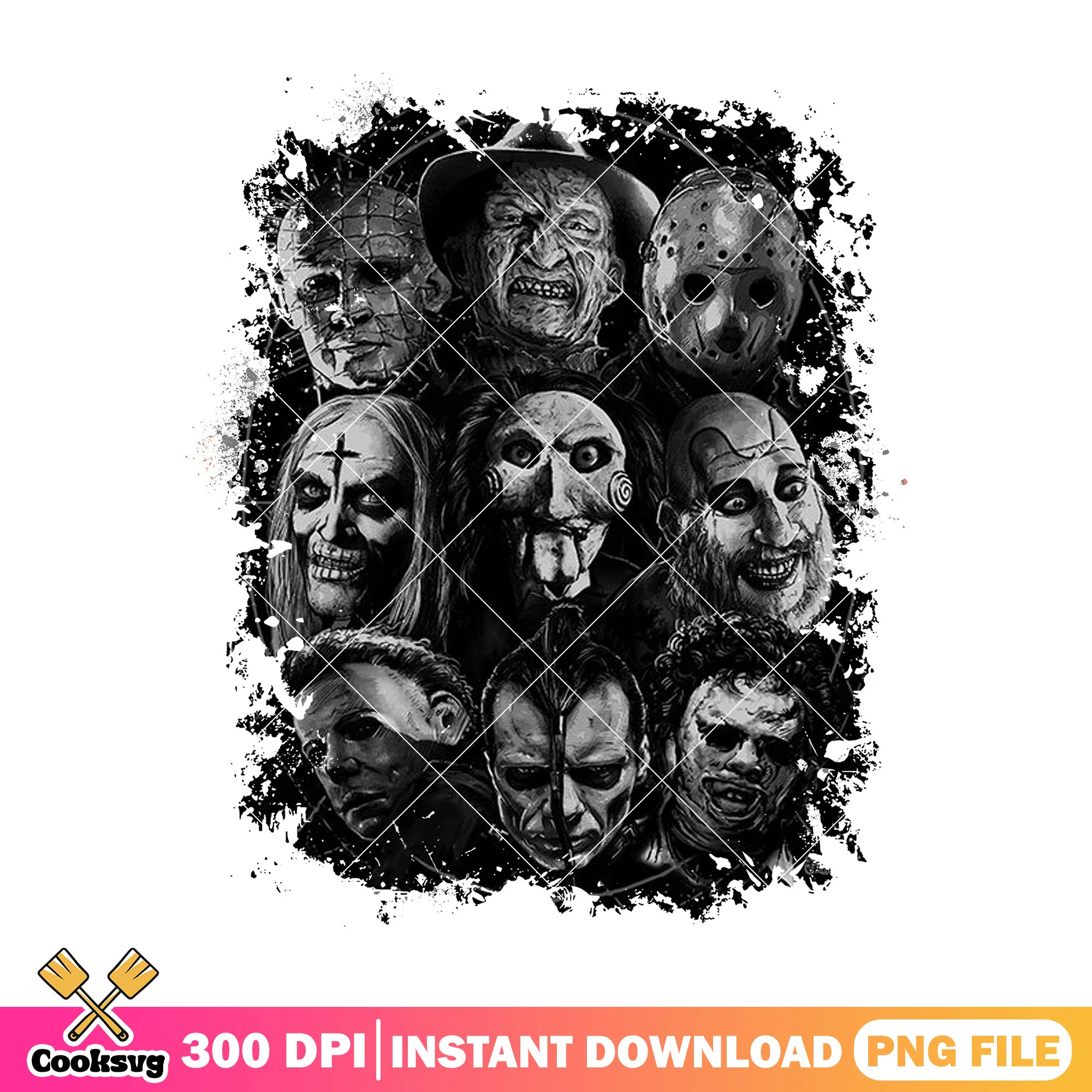 Halloween horror killers design png, scary halloween costumes png