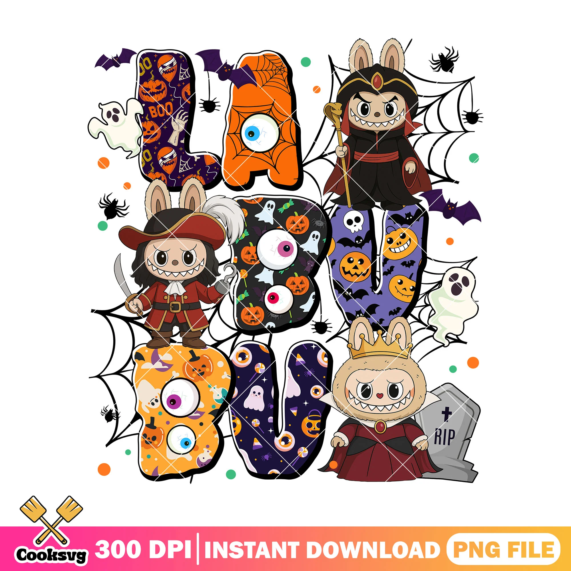 Halloween labubu fashion png, halloween labubu png, horror labubu png