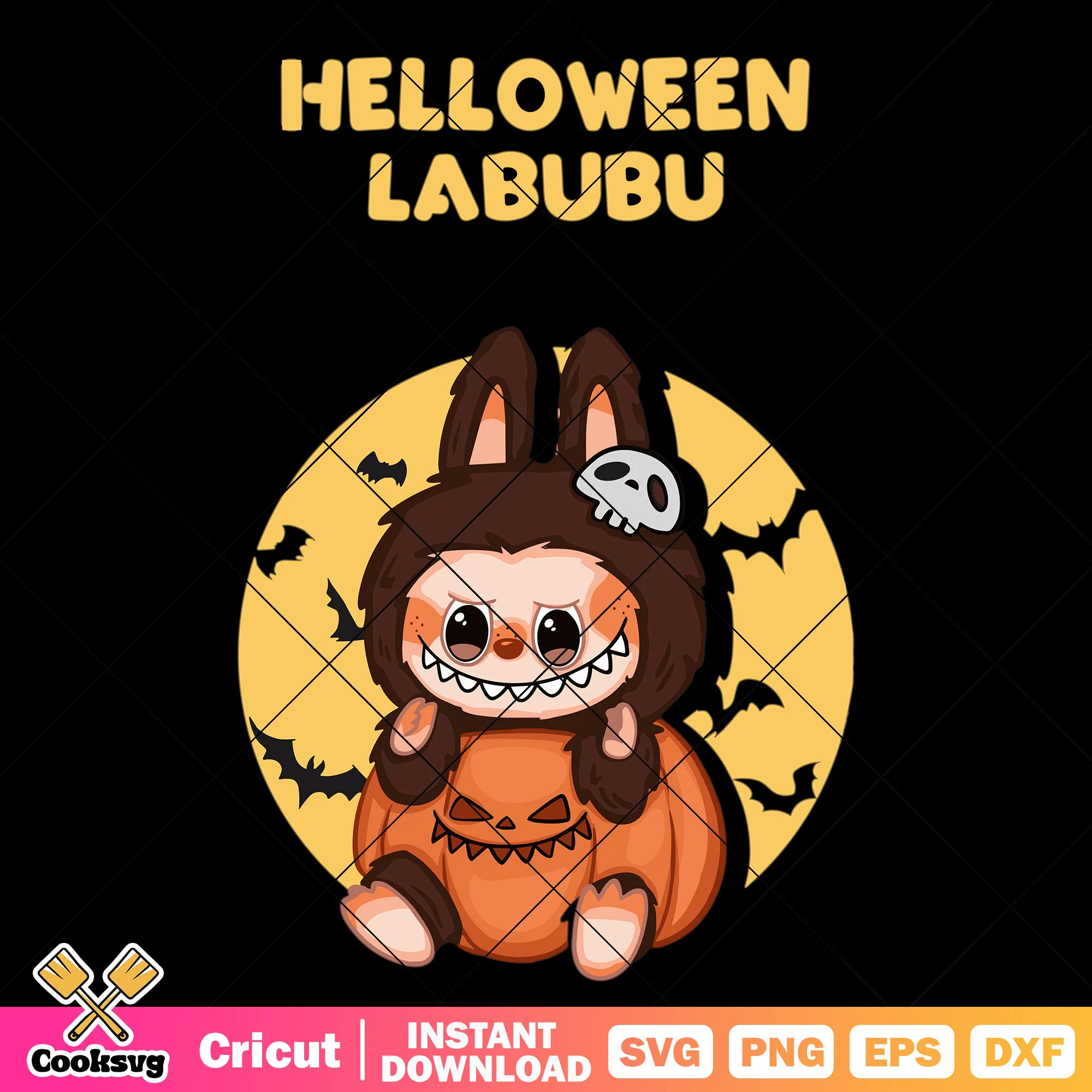 Halloween labubu pumpkin svg, labubu popmart svg, labubu halloween svg