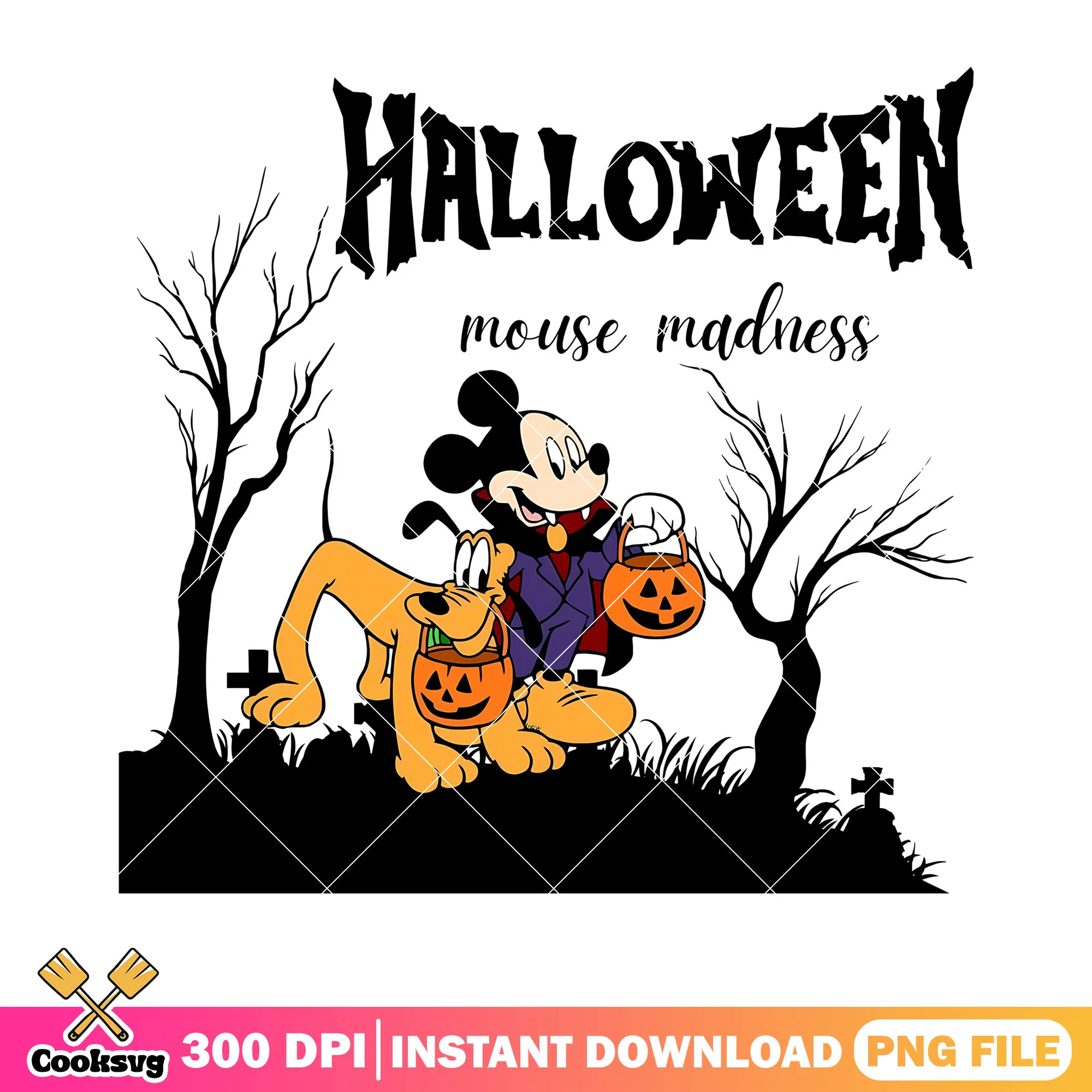 Halloween mouse madness png, jack o lantern png, disney character png