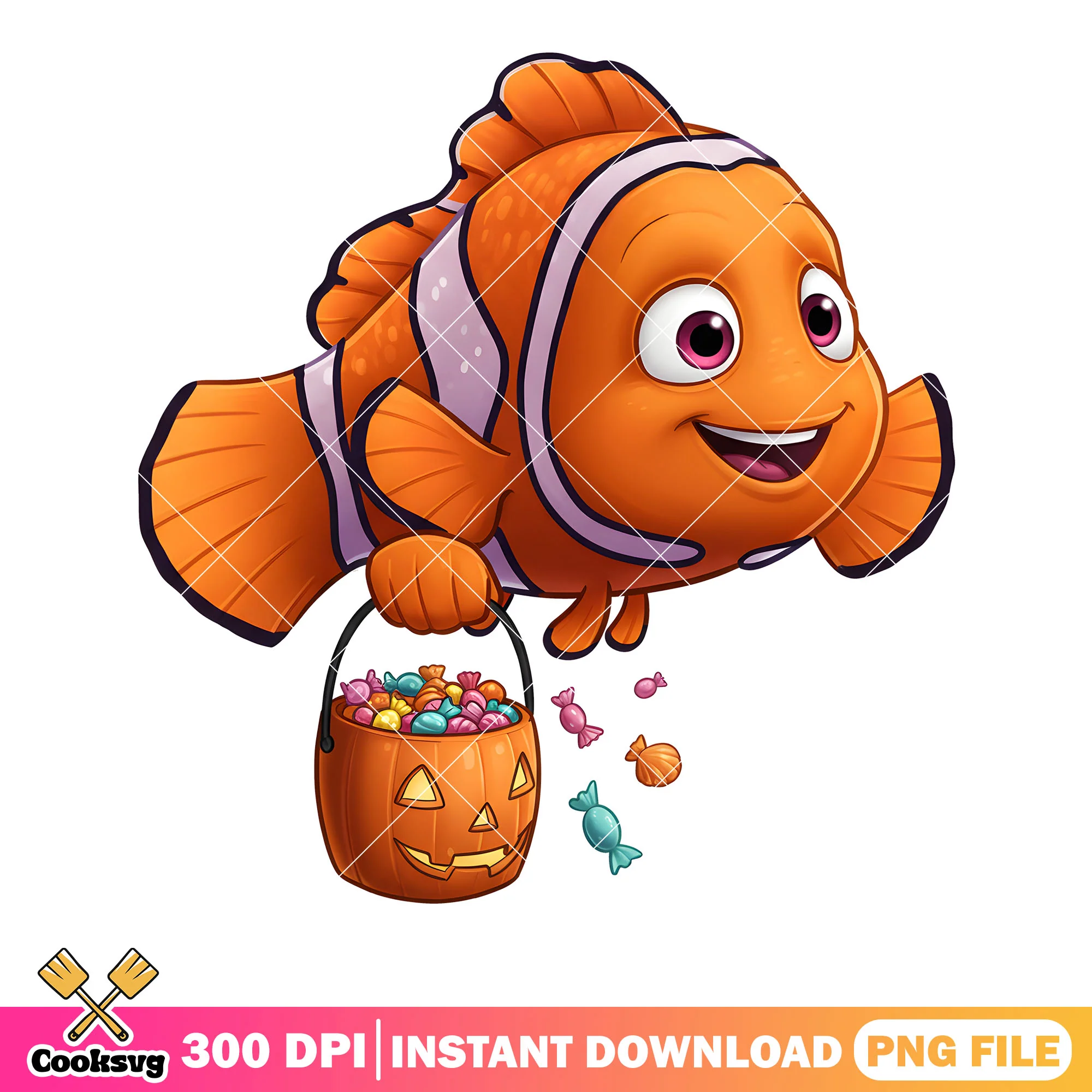 Halloween nemo vibes png, trick or treat png, finding nemo png