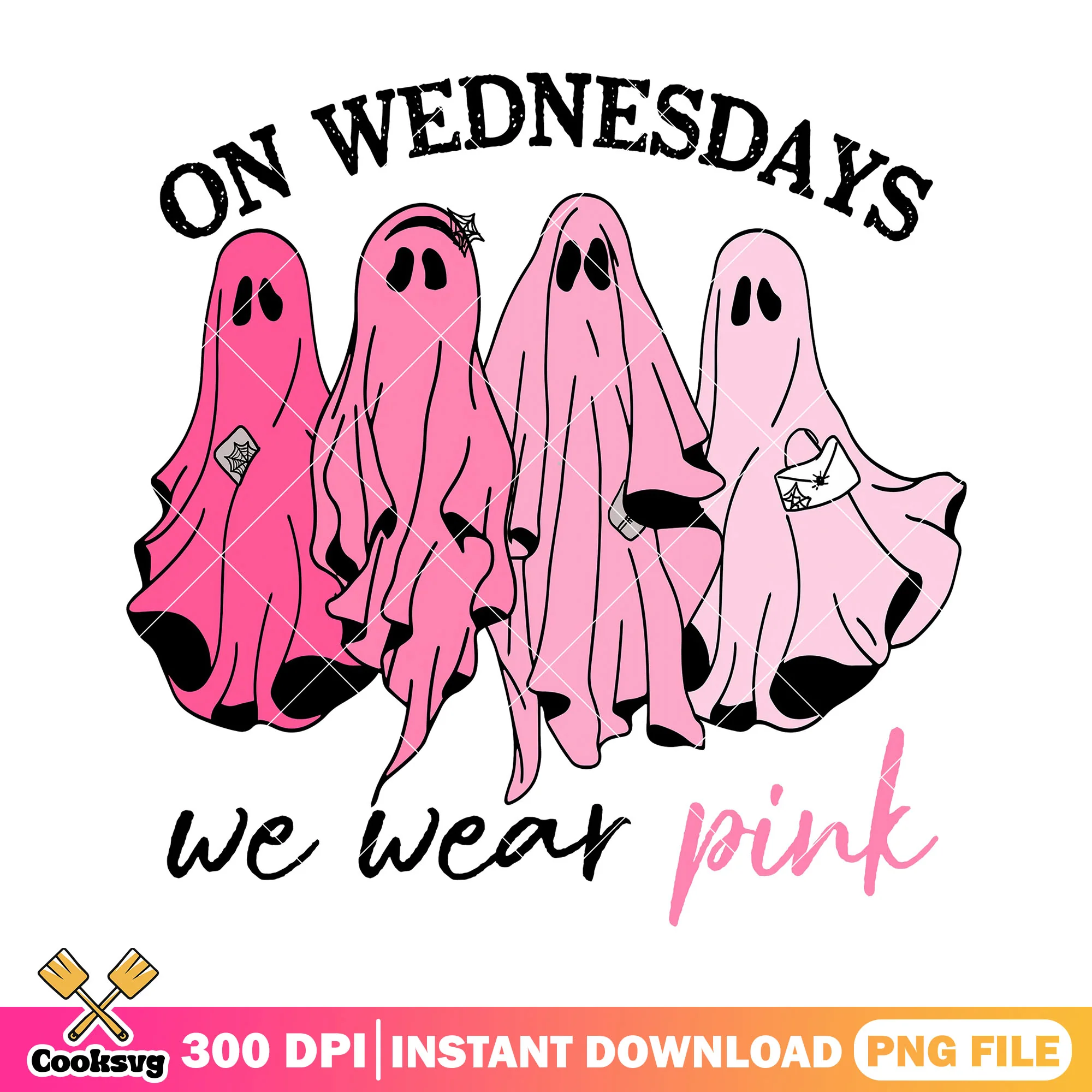 Halloween on wednesdays we wear pink png, scary ghost png