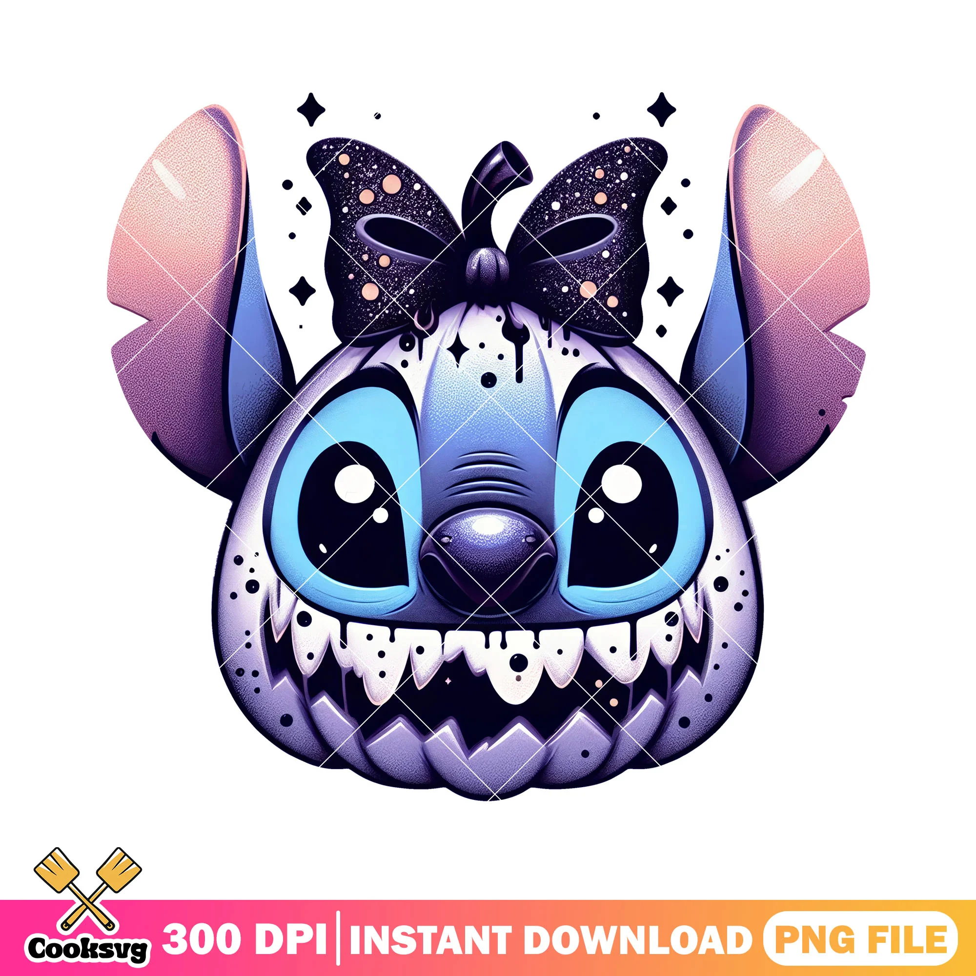 Halloween stitch pumpkin design png, lilo and stitch png