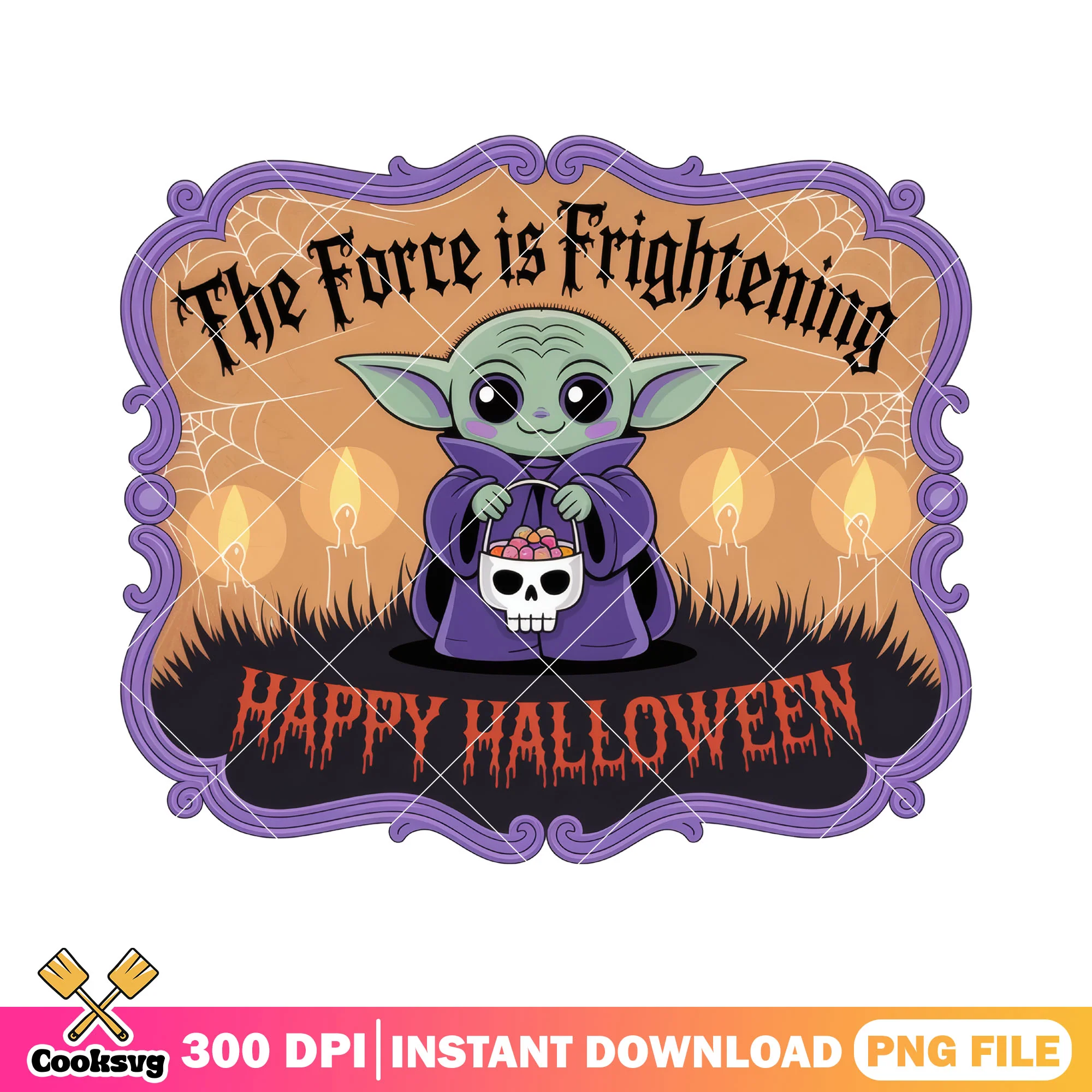 Halloween the force is frightening png, halloween kills png, baby yoda png