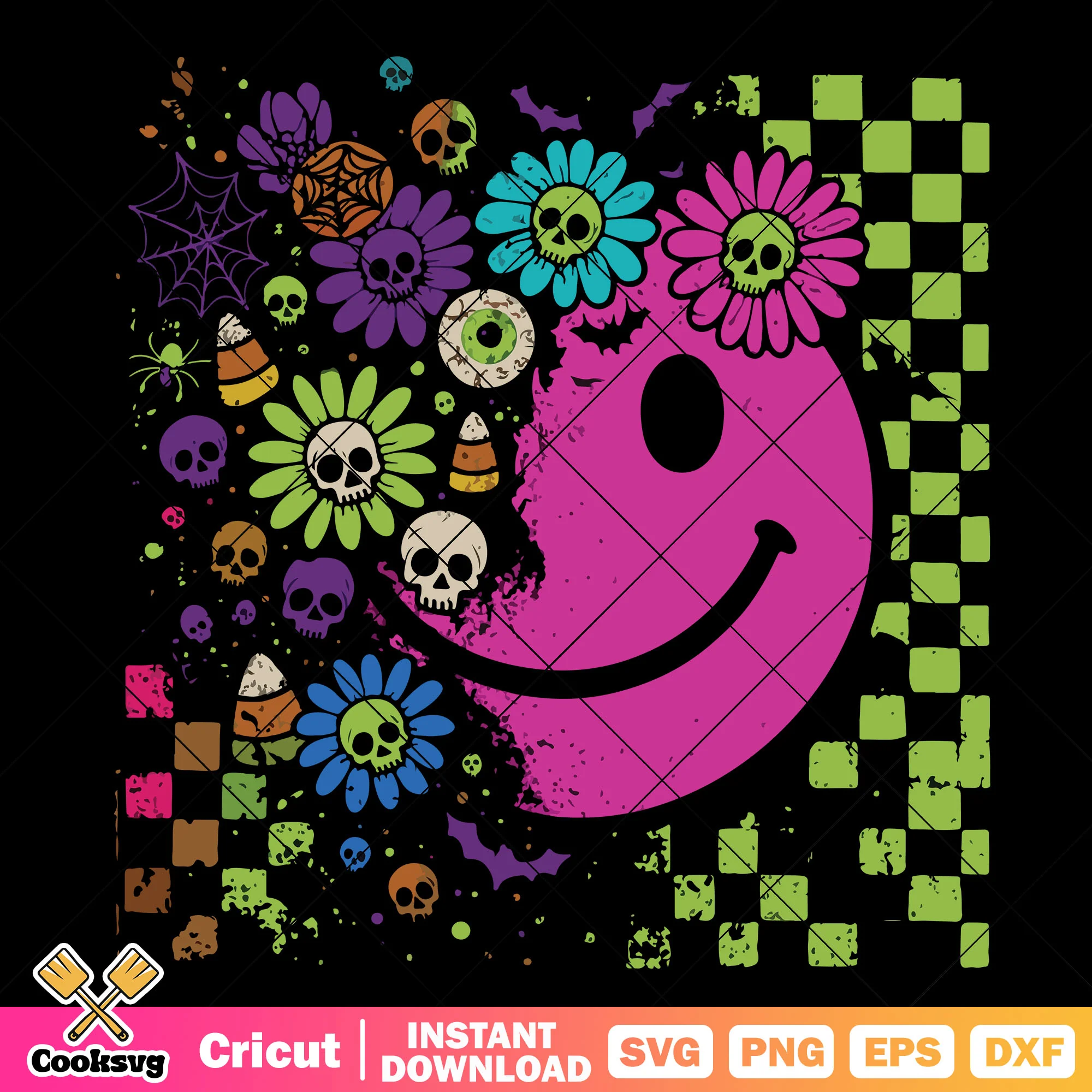 Halloween vibes icon svg, halloween vibes svg, flower halloween svg