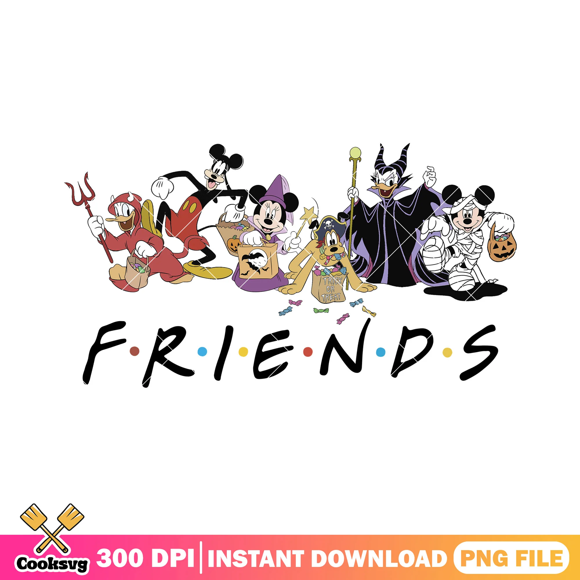Halloween with friends png, halloween cartoon png, disney art png