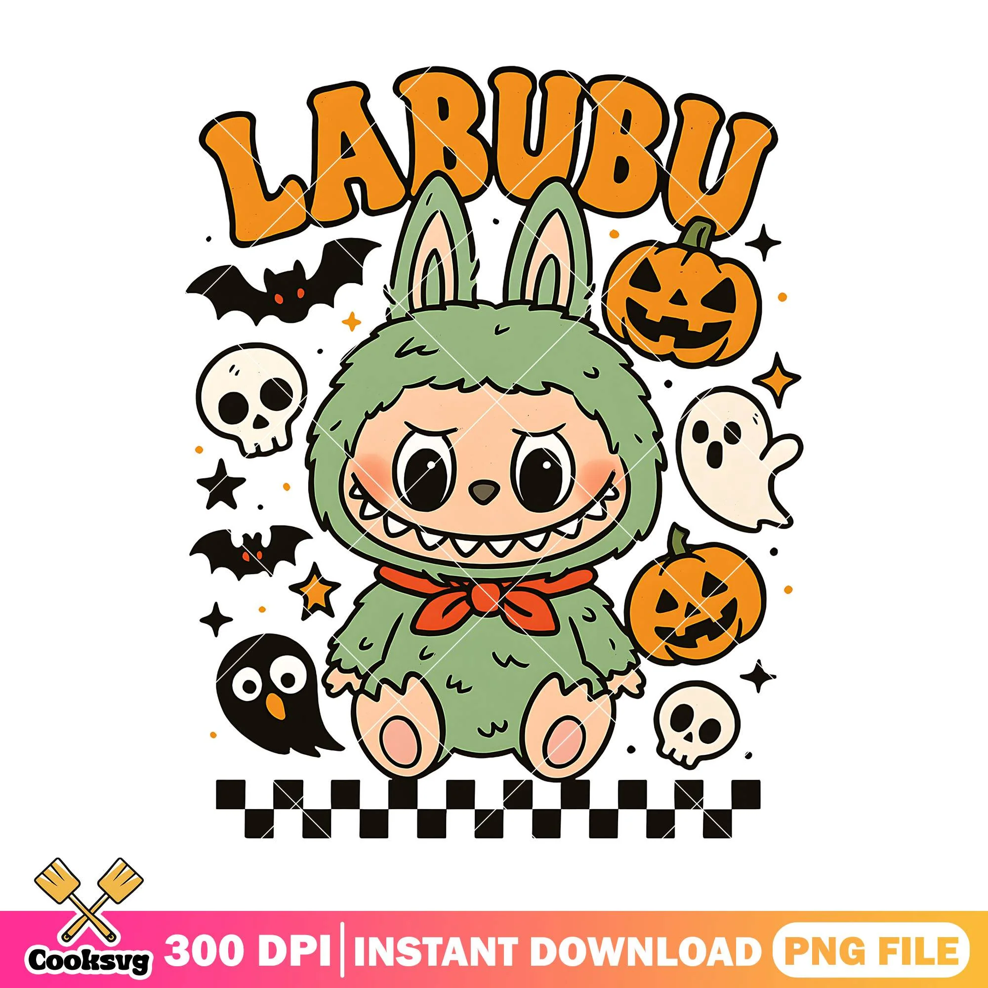 Halloween with labubu design png, labubu green png, halloween day png