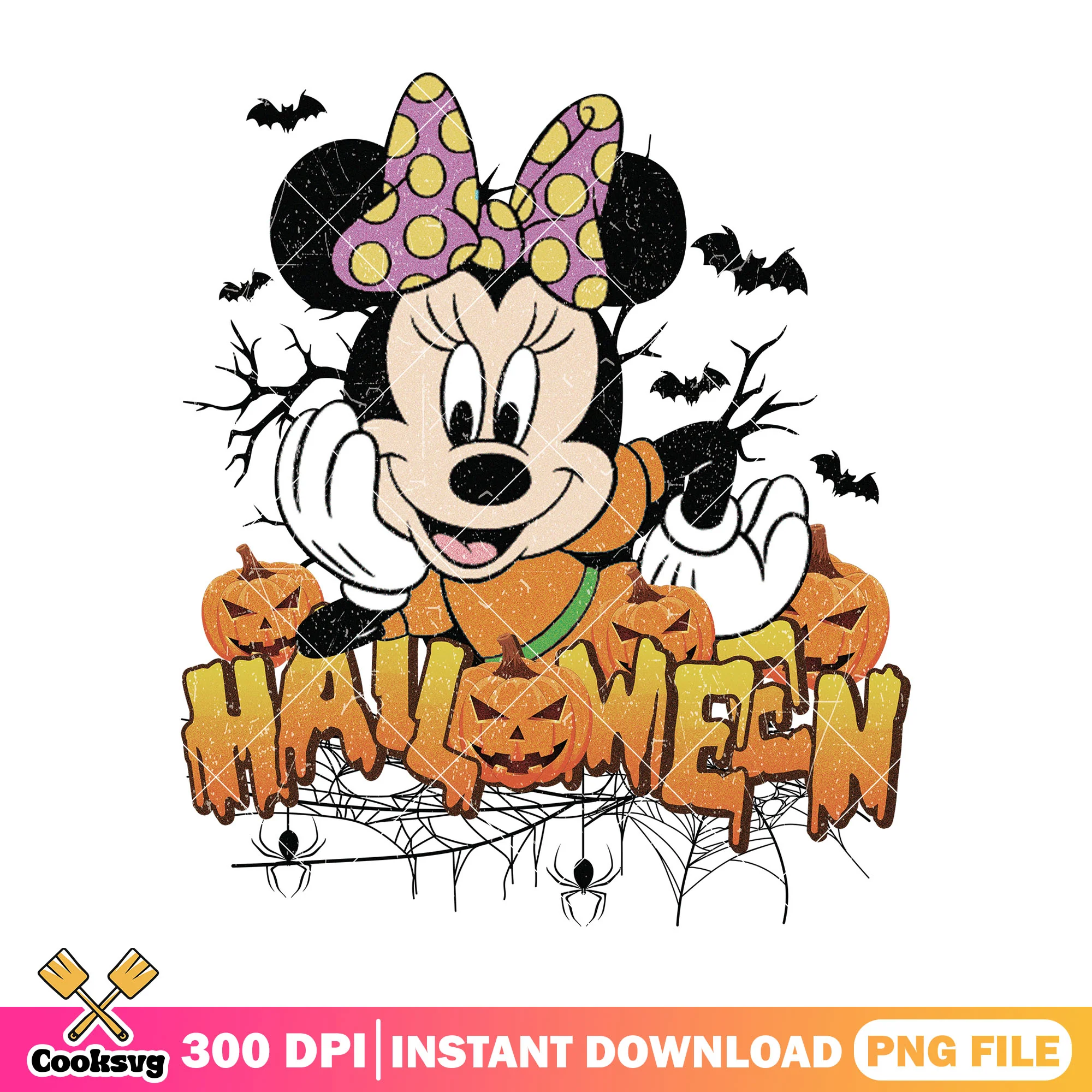 Halloween with minnie png, halloween spirit png, cute minnie png