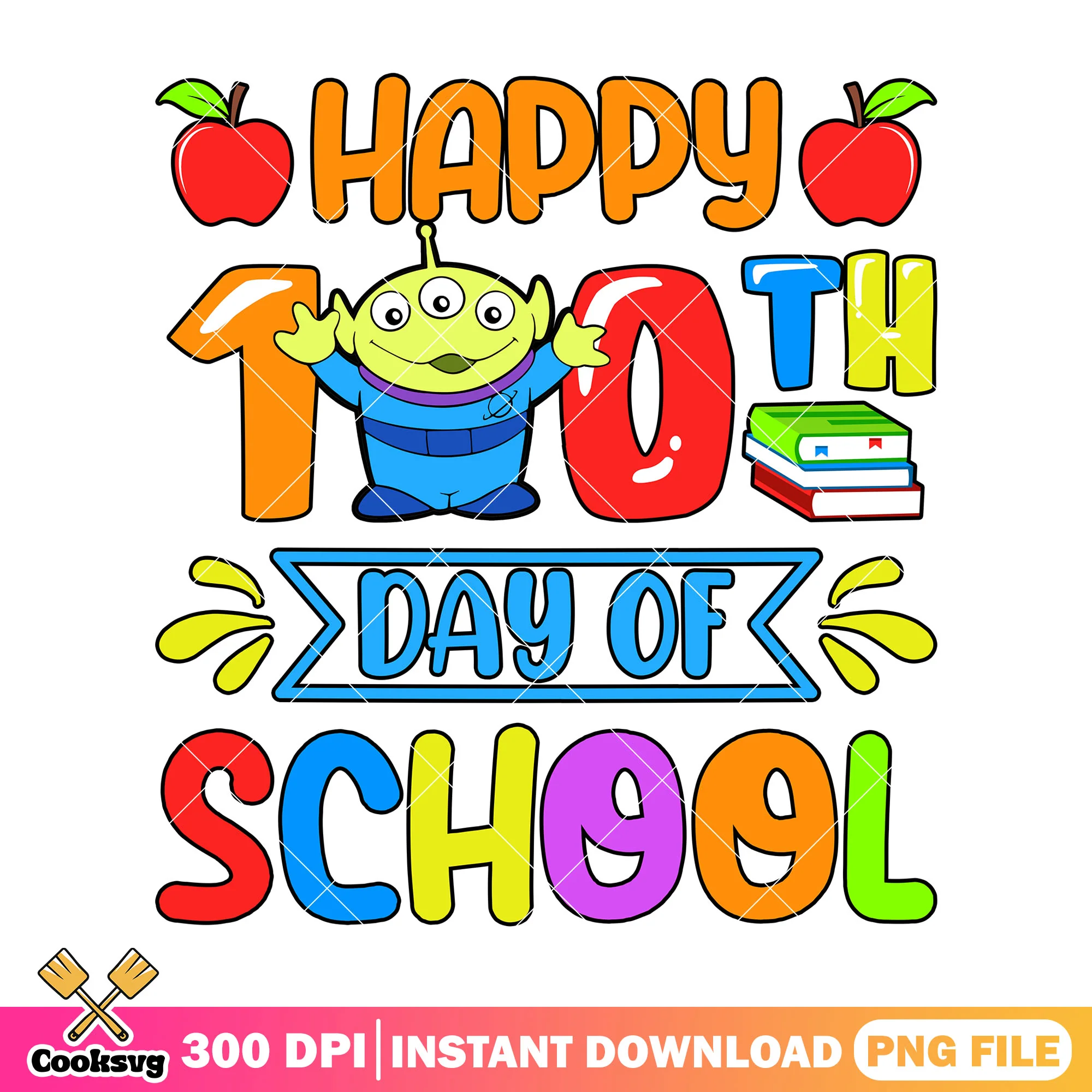 Happy 100th day school png, back to school art png, disney world png
