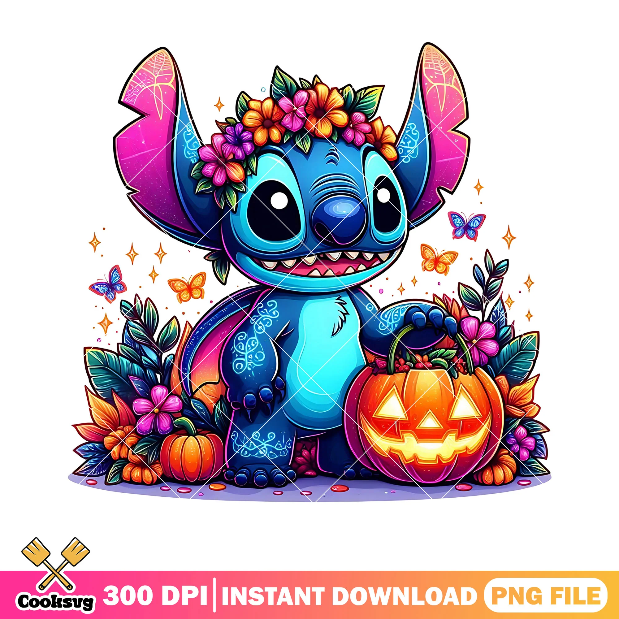 Happy alien png, disney halloween png, jack o lantern png