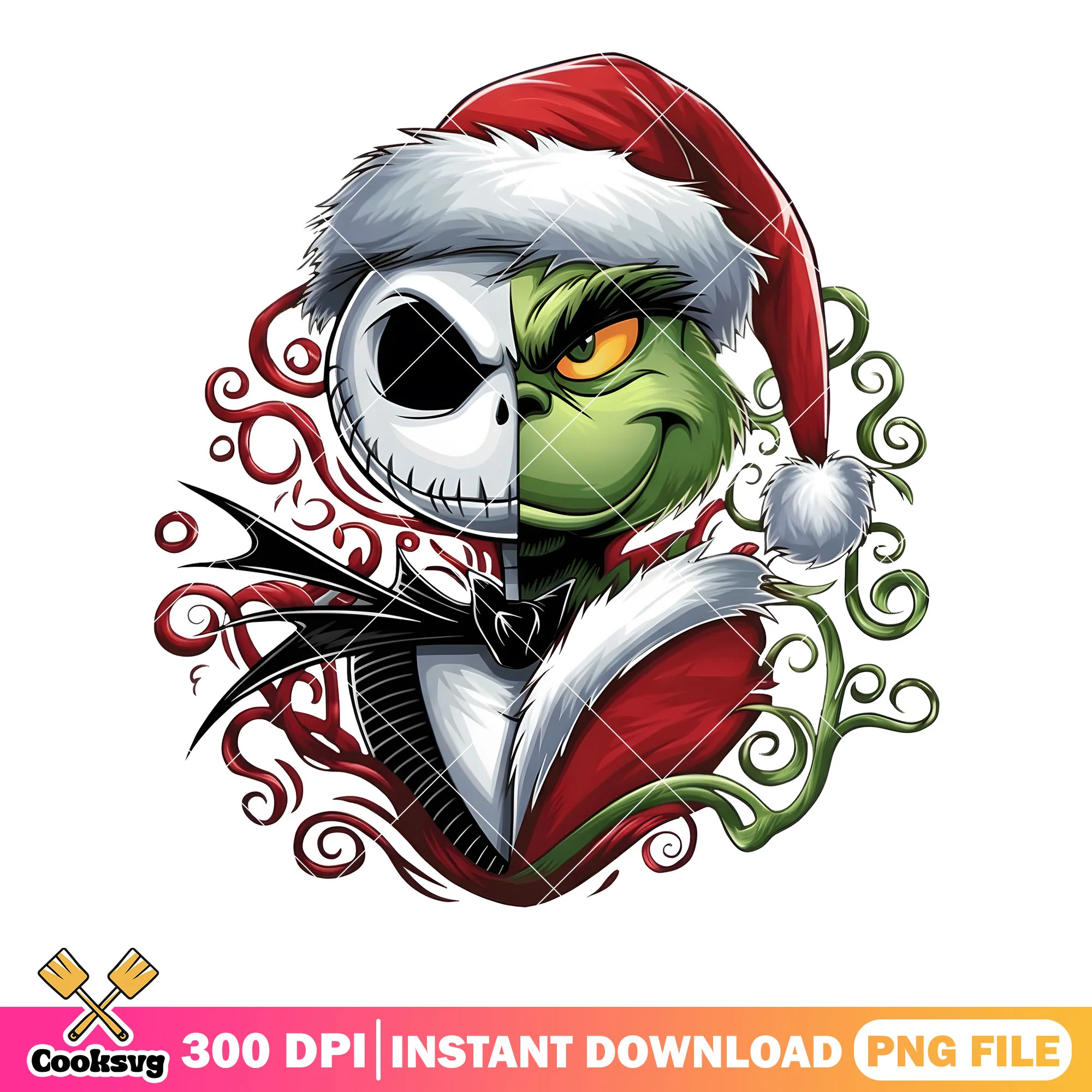Happy chrismas png, creepy Grinch png, jack skelington png