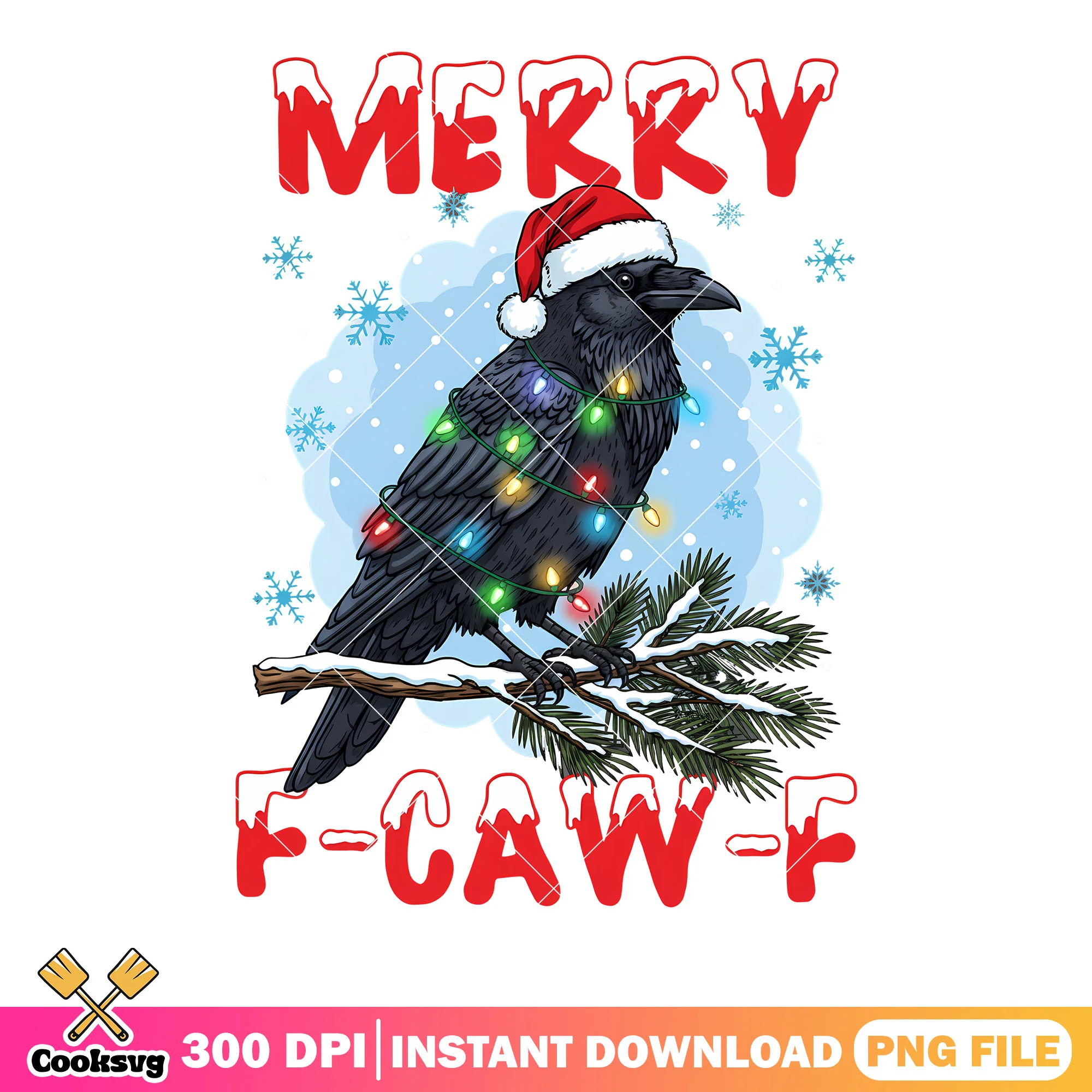 Happy Christmas png, String light christmas png, black raven png