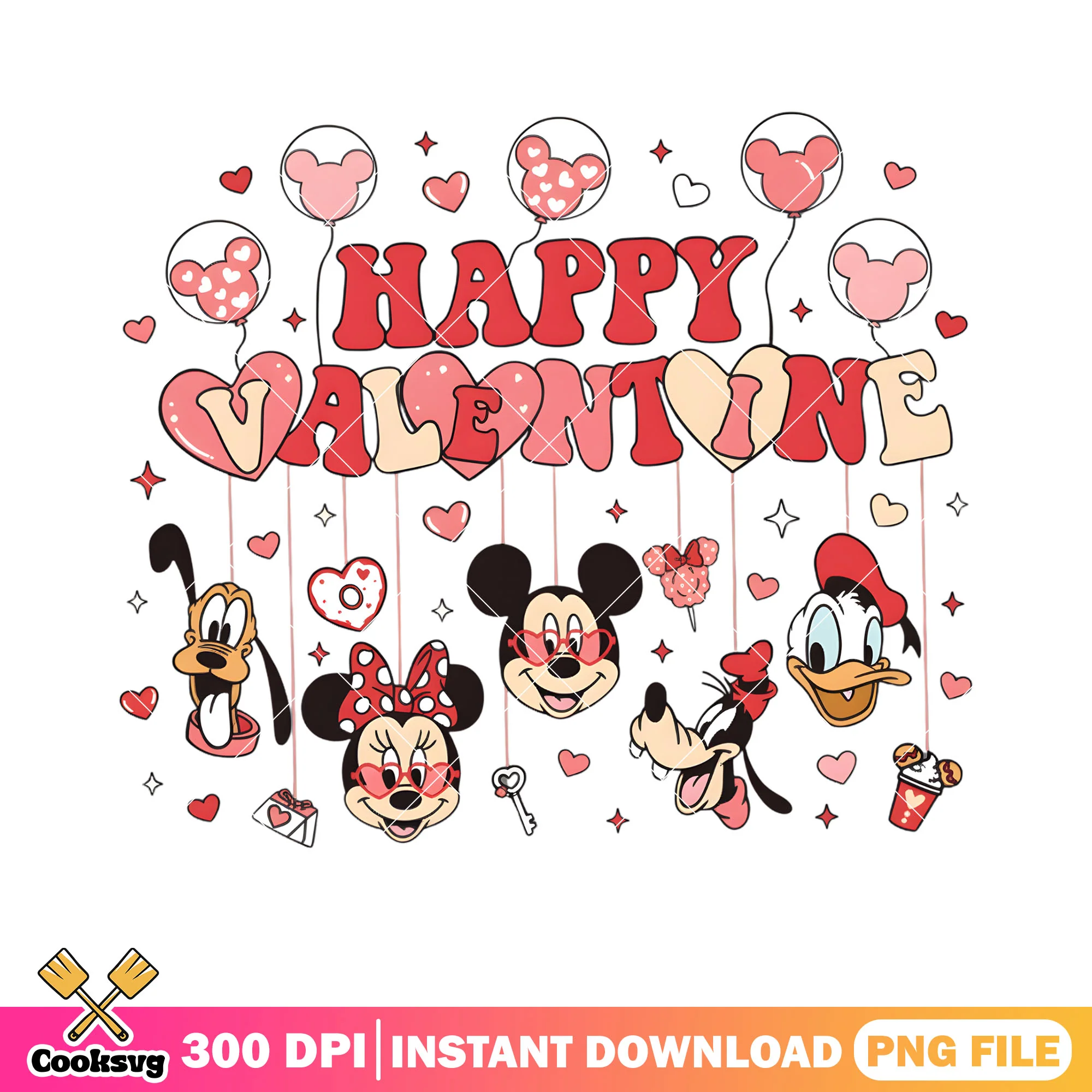 Happy disney valentine png, happy valentine day png, mickey friends png