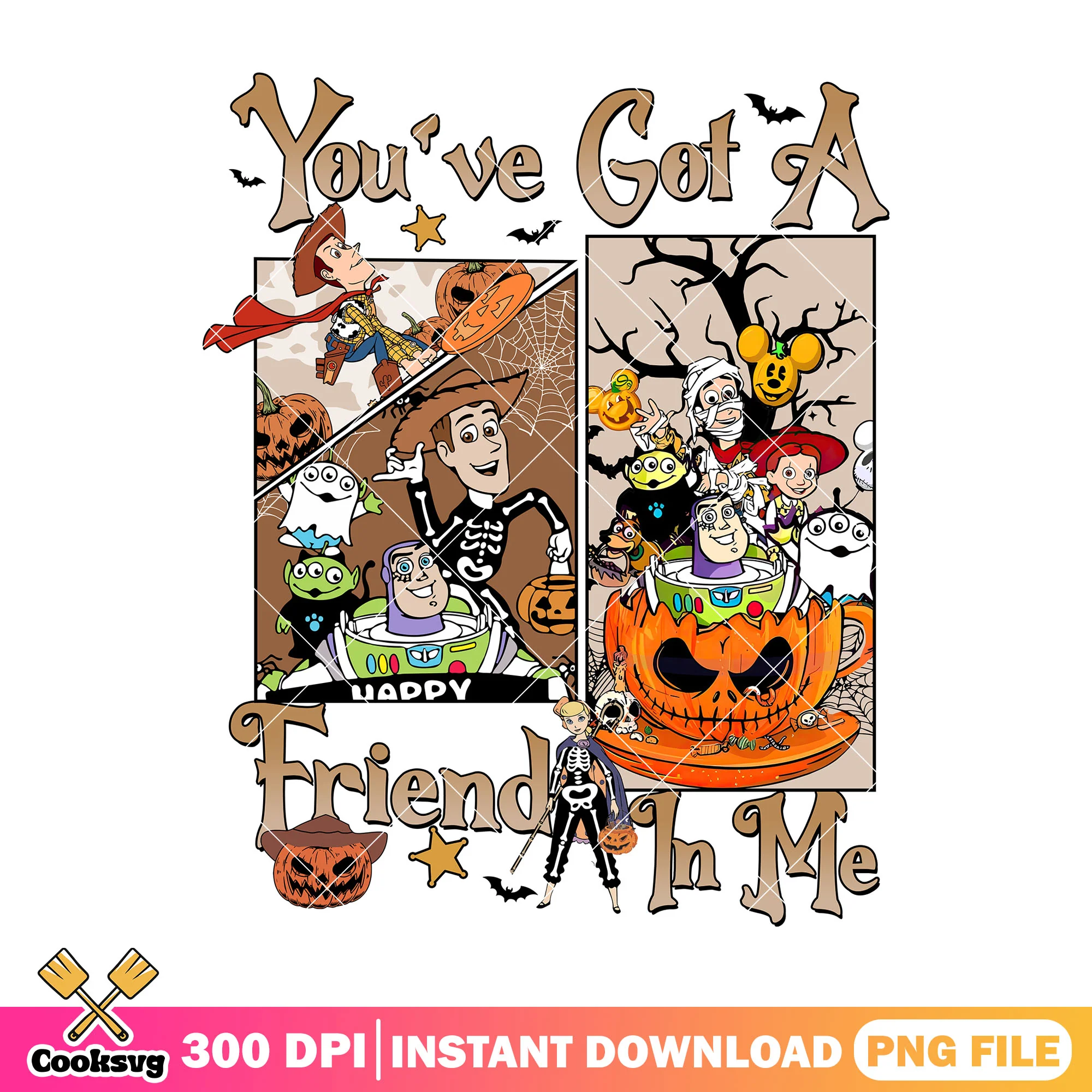 Happy friend in halloween png, halloween cartoon png, toy story png