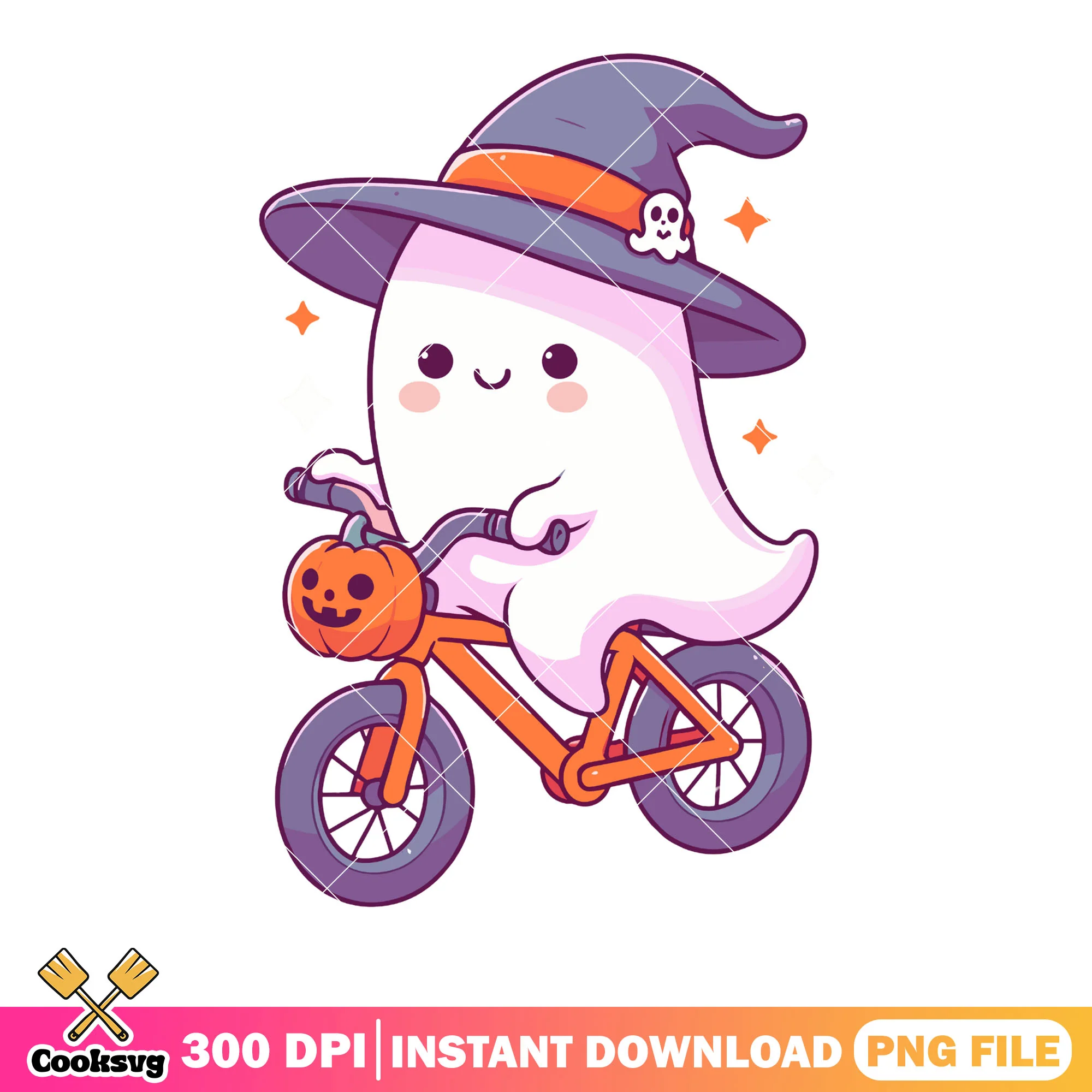 Happy ghost ride bike png, witch costume png, halloween scary png