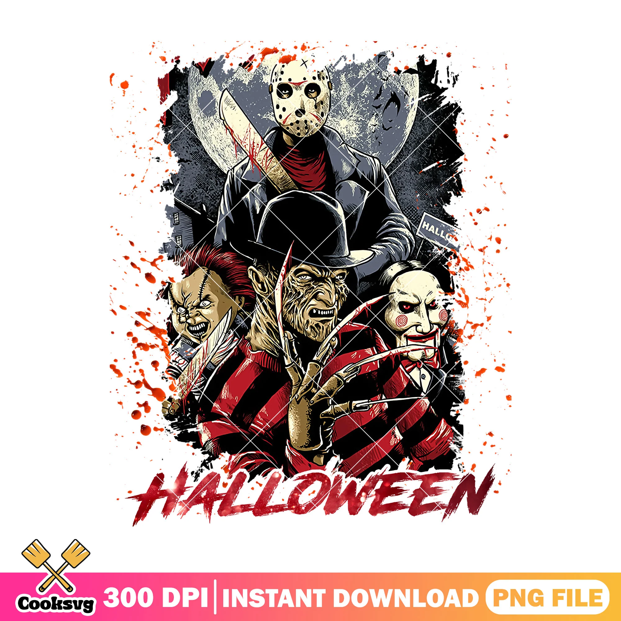 Happy halloween horror characters design png, halloween movie png