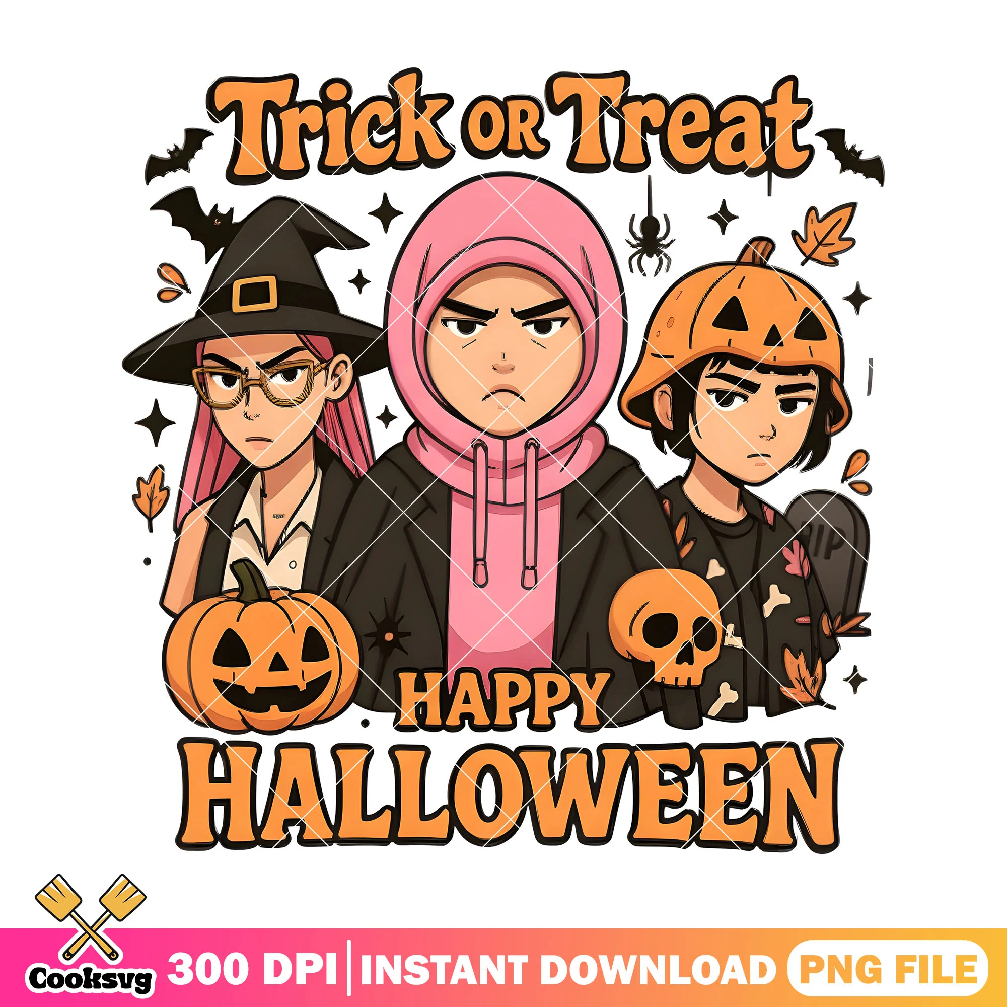 Happy halloween huntrix png, pumpkin halloween png, huntrix girl png