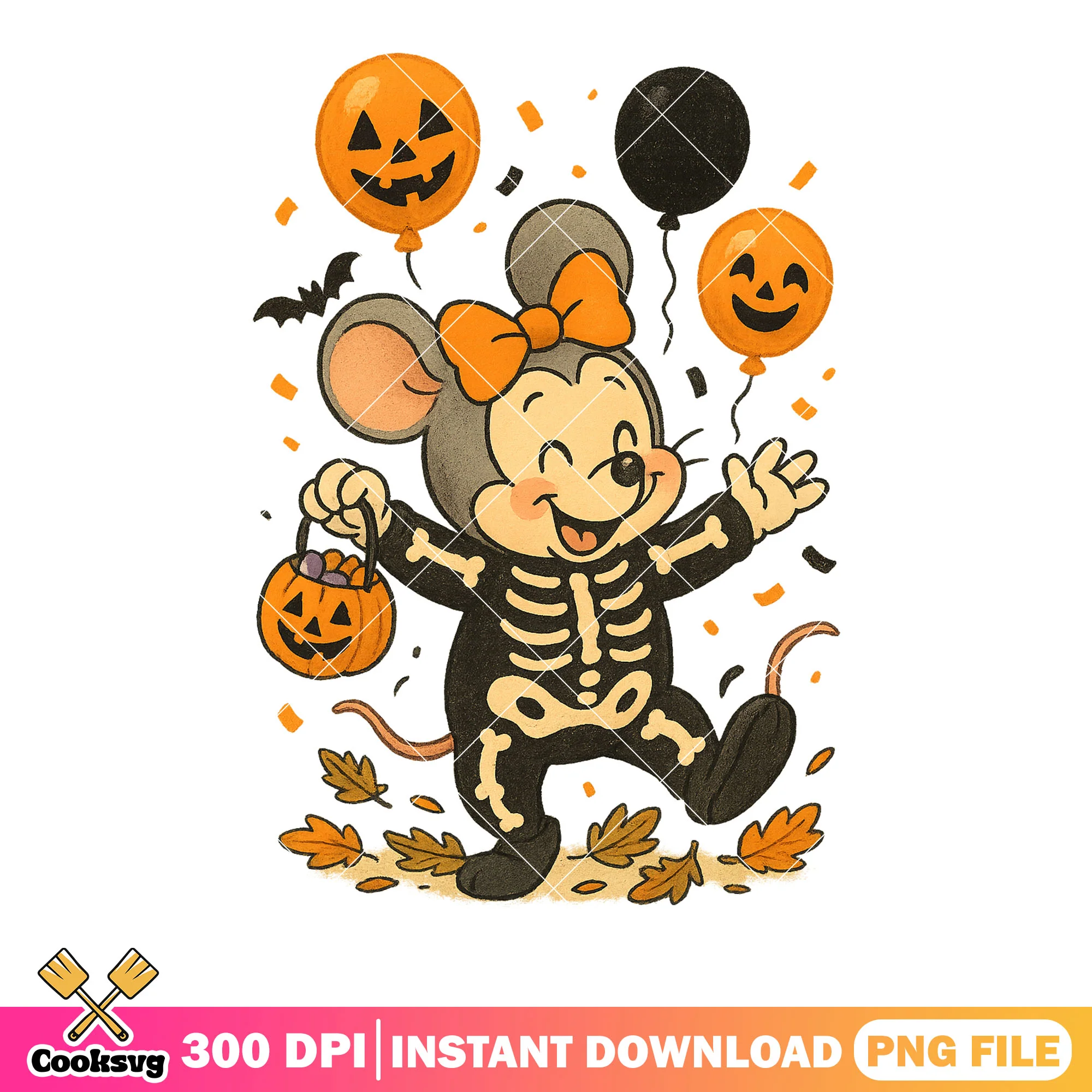 Happy halloween mouse png, scary balloon png, wicker pumpkin png
