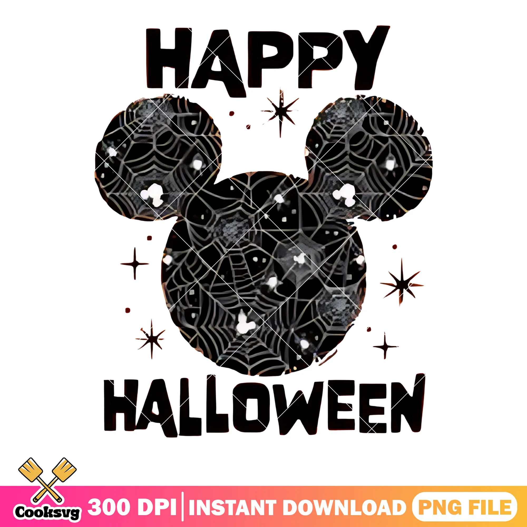 Happy halloween png, mickey spider web png, disney character png